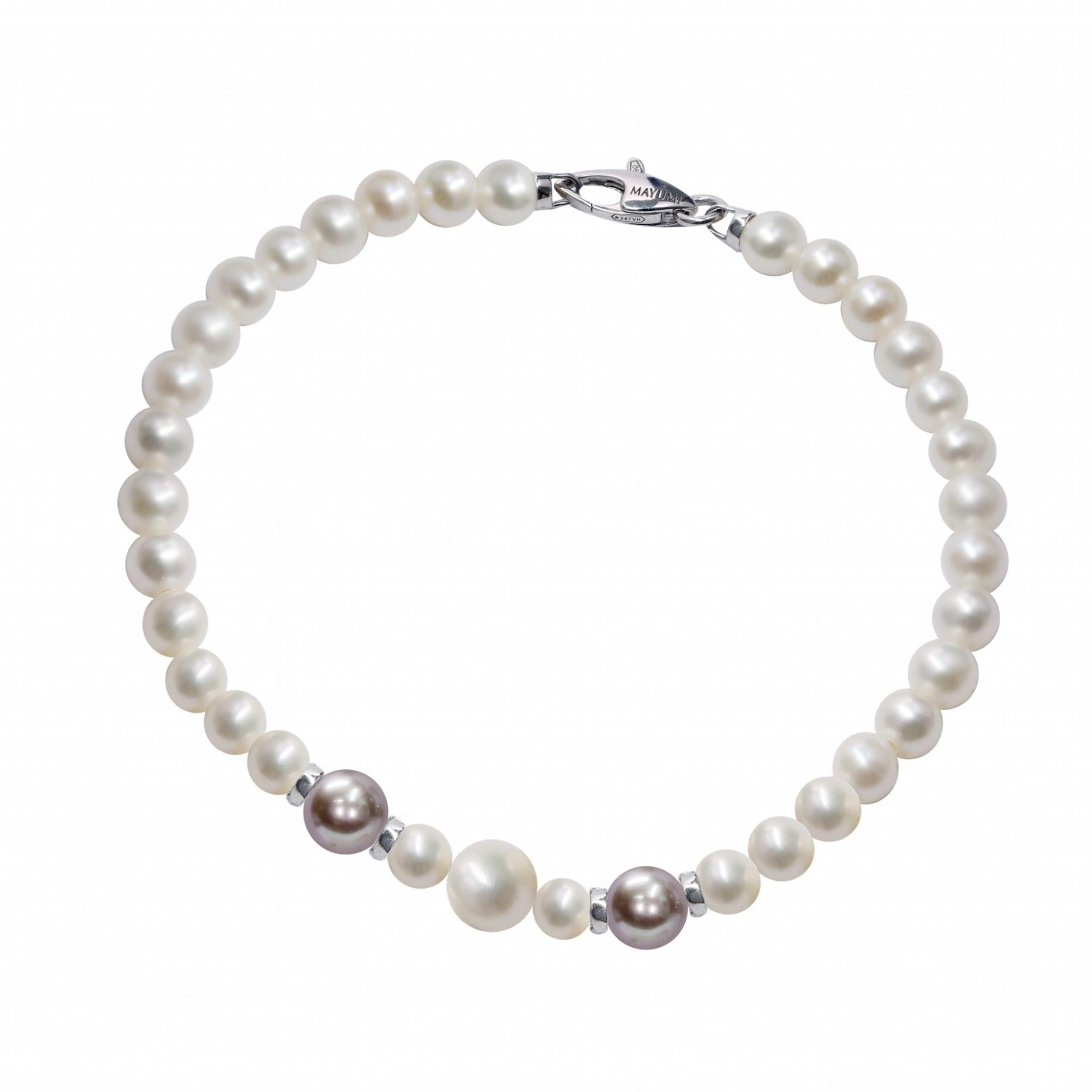 Pulsera llena de perlas y oro blanco. - MAYUMI