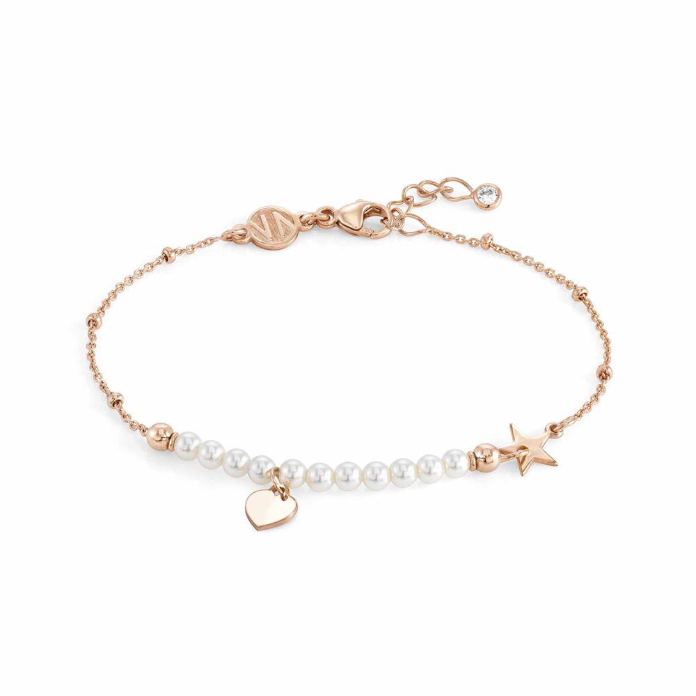 Pulsera Melodie en plata rosa con perlas y corazón - NOMINATION