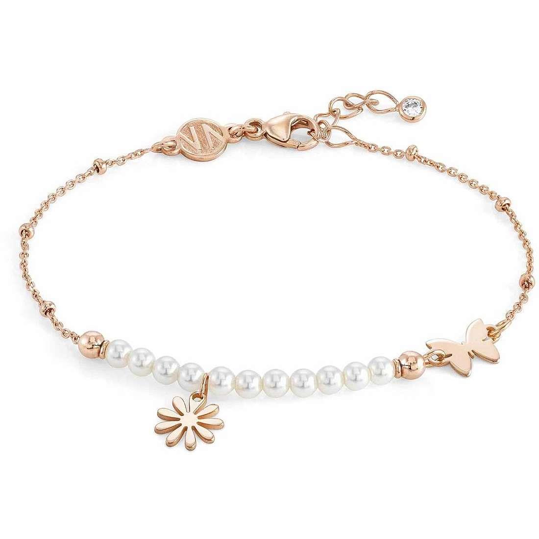 Pulsera Melodie en plata rosa con perlas y flor - NOMINATION