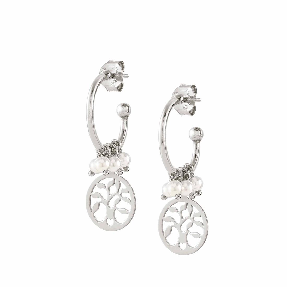 Melodie semicircle earrings in silver with pearls and tree of life - NOMINATION