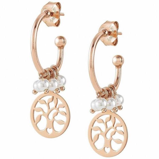 Melodie semicircle earrings in pink silver with pearls and tree of life - NOMINATION