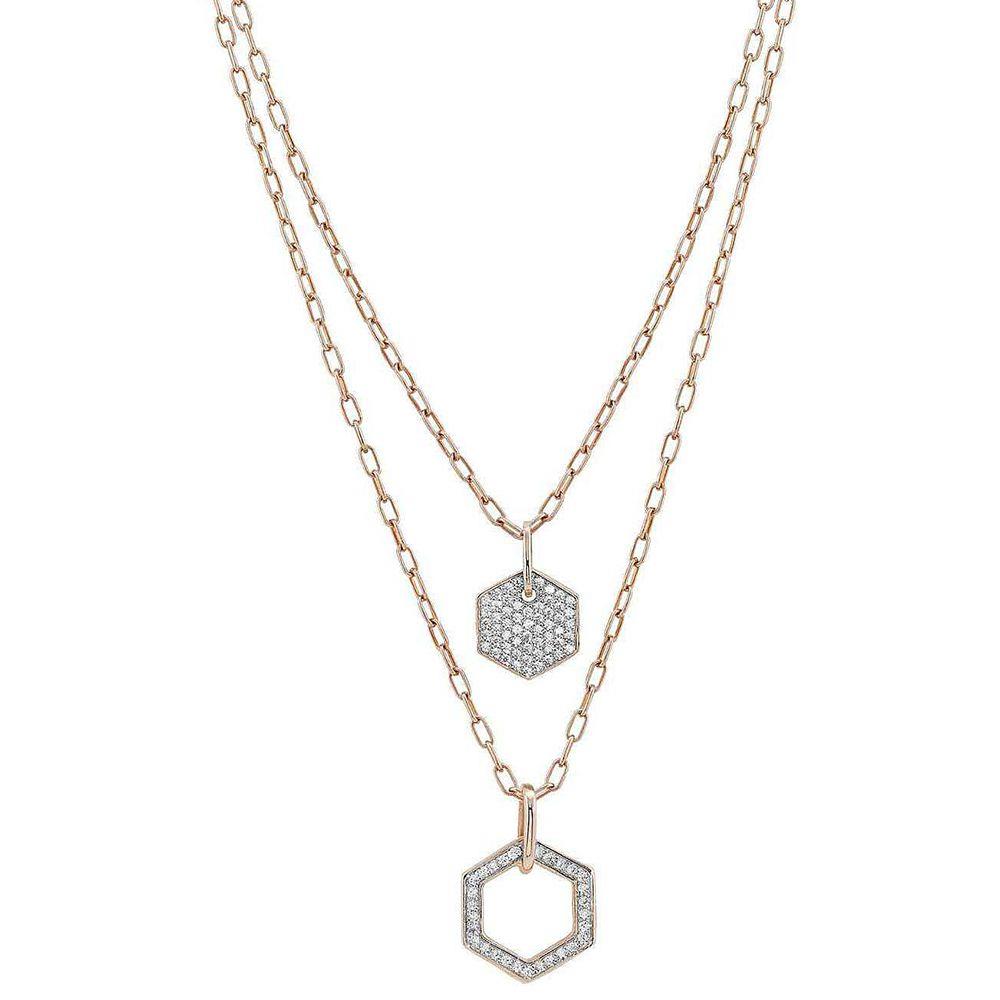 Emozioni double strand chain necklace in pink silver with pendants - NOMINATION