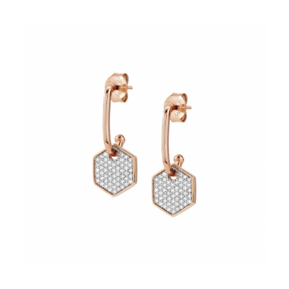 Emozioni pendant earrings in pink silver and zircons - NOMINATION