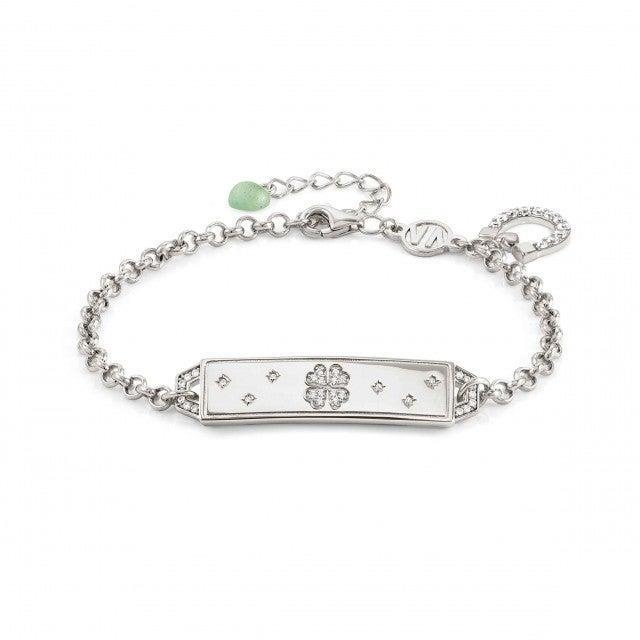 Talisman bracelet in silver with four-leaf clover and zircons - NOMINATION