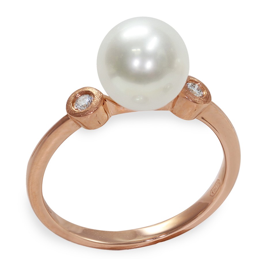 Anello in oro 750 con diamanti e perle - MAYUMI