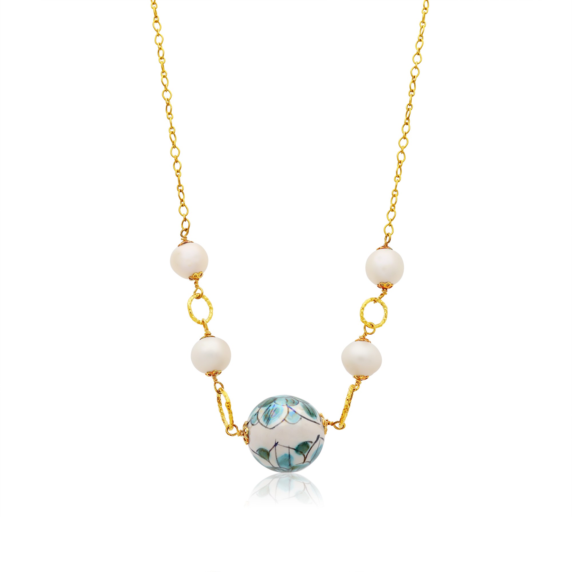 Collana Flora in argento e ceramica - LE PERLE DI CALTAGIRONE