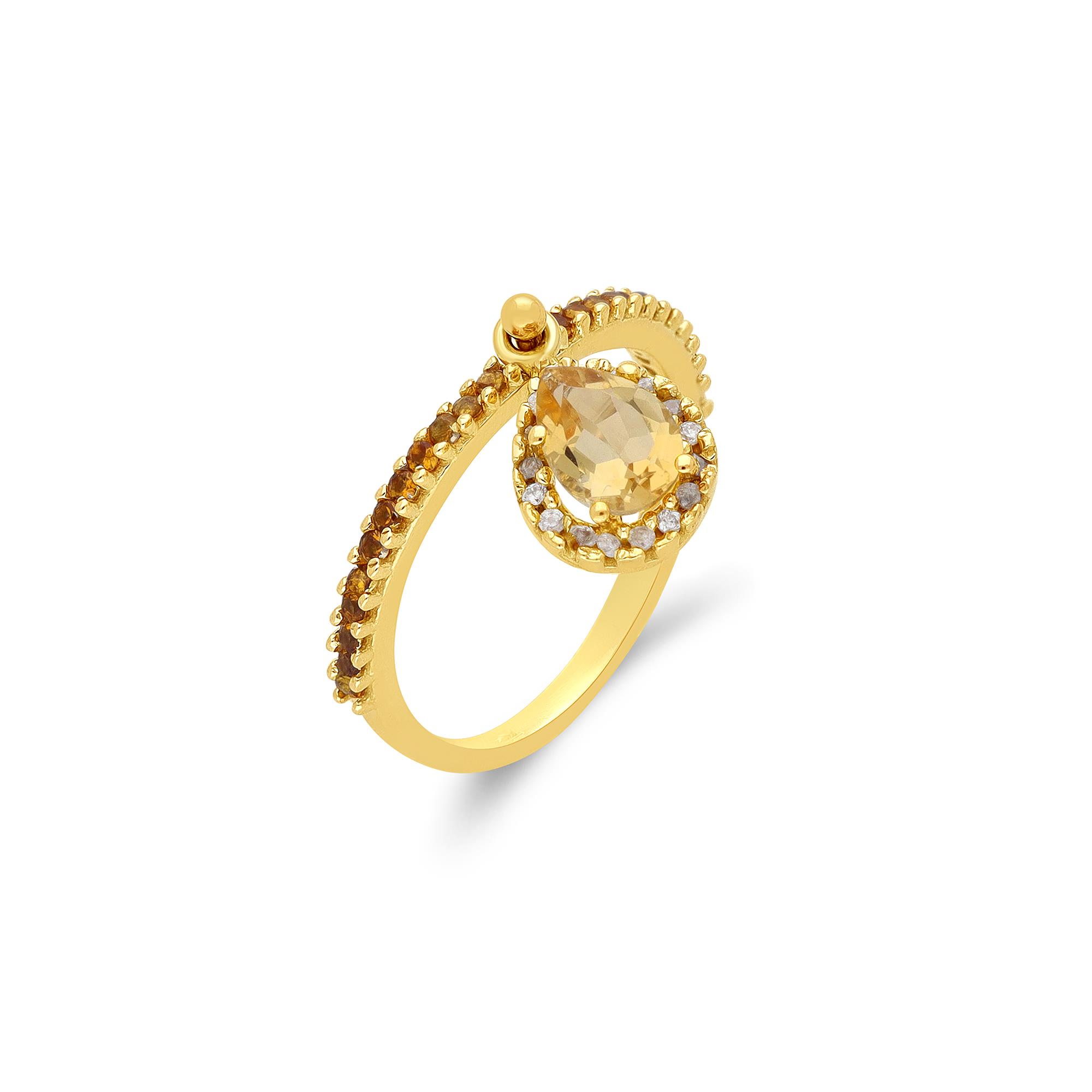 Anillo en oro rosa con citrino y circonitas - STANOPPI