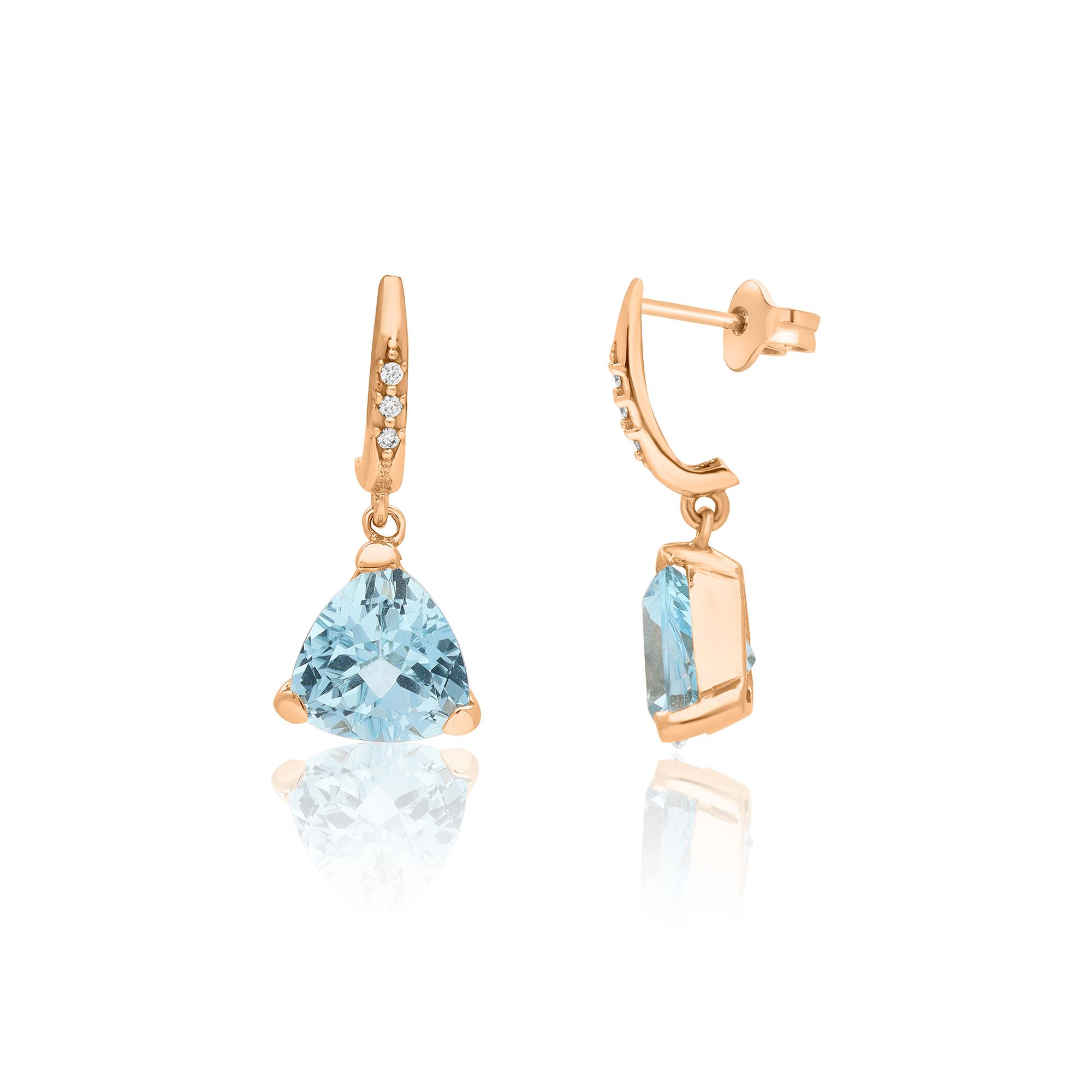 Pendientes en oro rosa con topacio azul y diamantes 0.06ct - STANOPPI