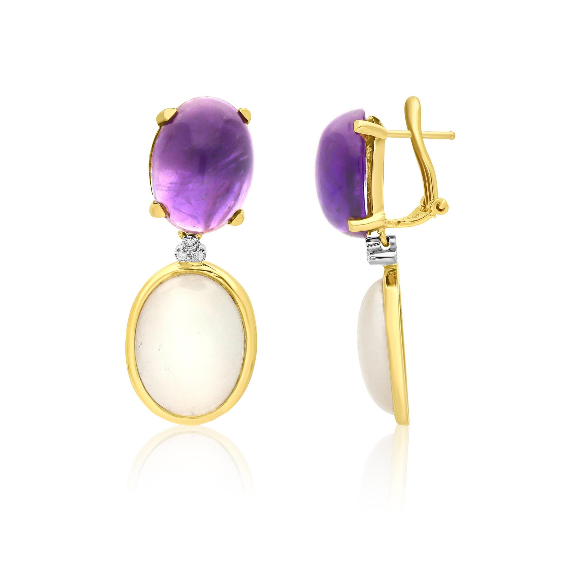 Earrings in rose gold with moonstone, amethyst, and diamonds 0.05ct - STANOPPI