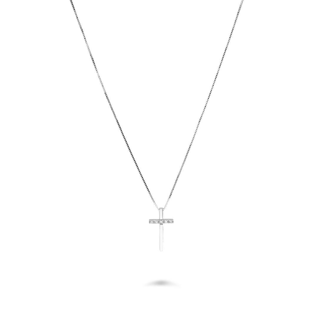 Collana in oro con croce con diamanti ct 0,02 - LUXURY MILANO