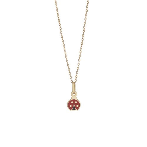 Collana pendente oro giallo 9kt con coccinella smaltata Bliss My Baby 38 cm - BLISS