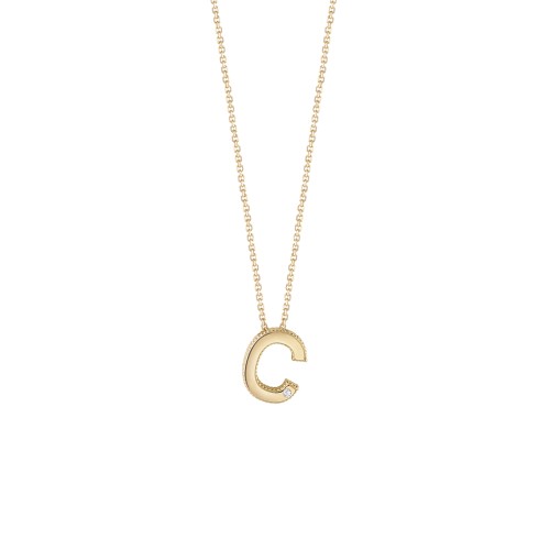 Pendant necklace 9kt yellow gold with diamond G SI and letter C Bliss Joy Letter 42 cm - BLISS