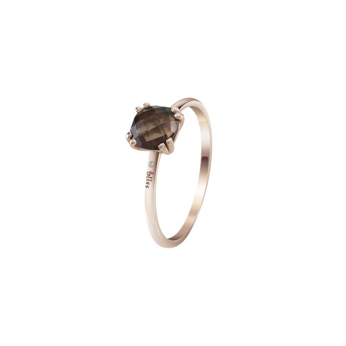 Anello oro rosa 9 kt diamante 0,003 ct quarzo fum&egrave; misura 14 Bliss Joy Candy - BLISS