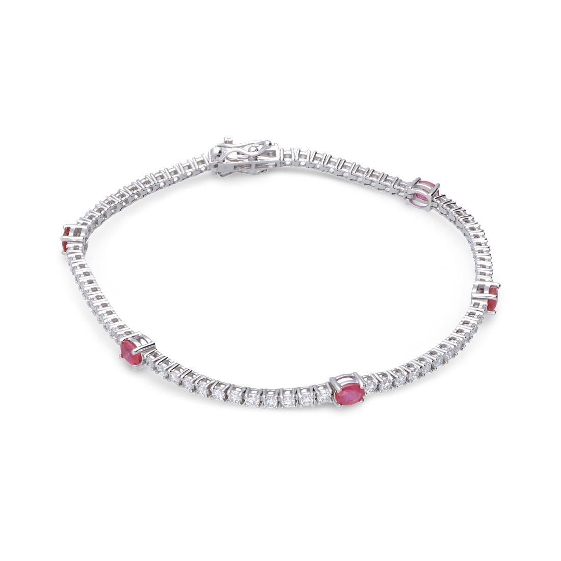 Gold tennis bracelet with diamonds and rubies ct 1.10 - ALFIERI & ST. JOHN