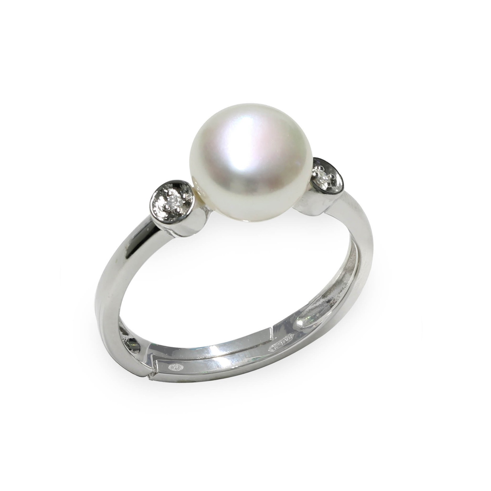 Anello in argento 925 con zirconi e perle - MAYUMI