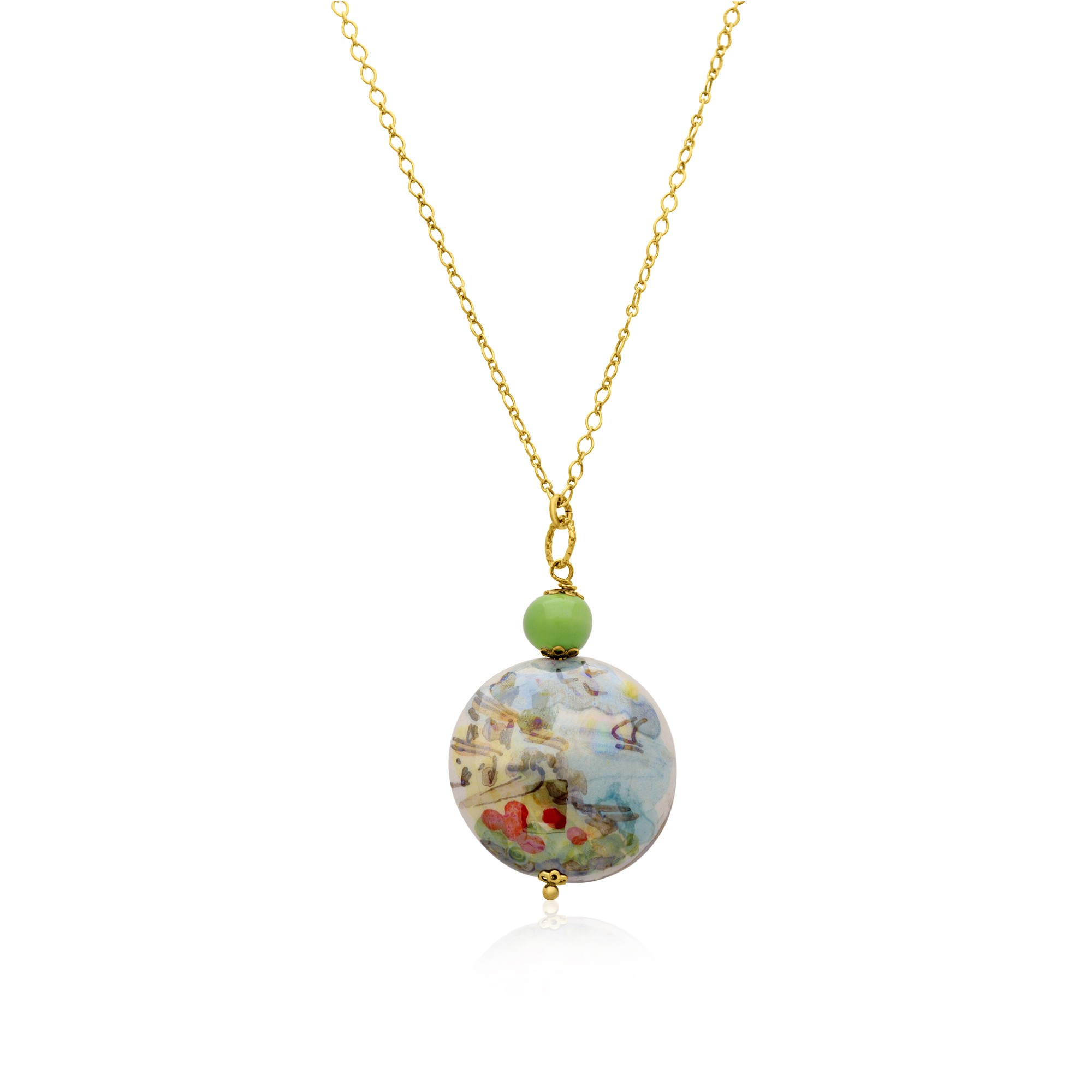 Collana in argento con ceramica verde - LE PERLE DI CALTAGIRONE