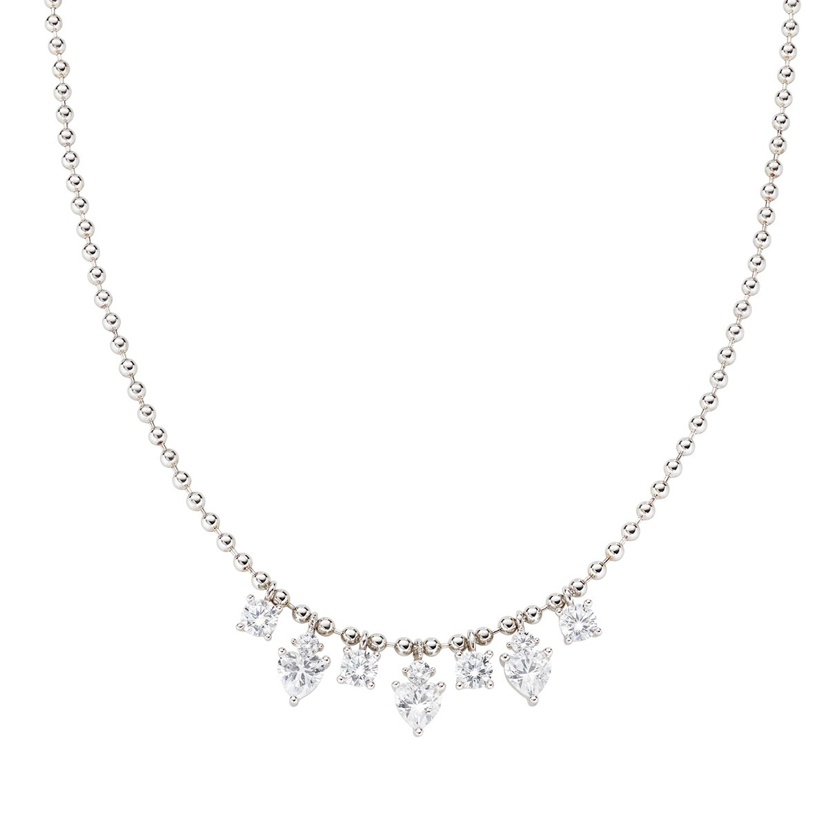 Collana da donna in argento 925 rodiato con zirconi bianchi - AMEN