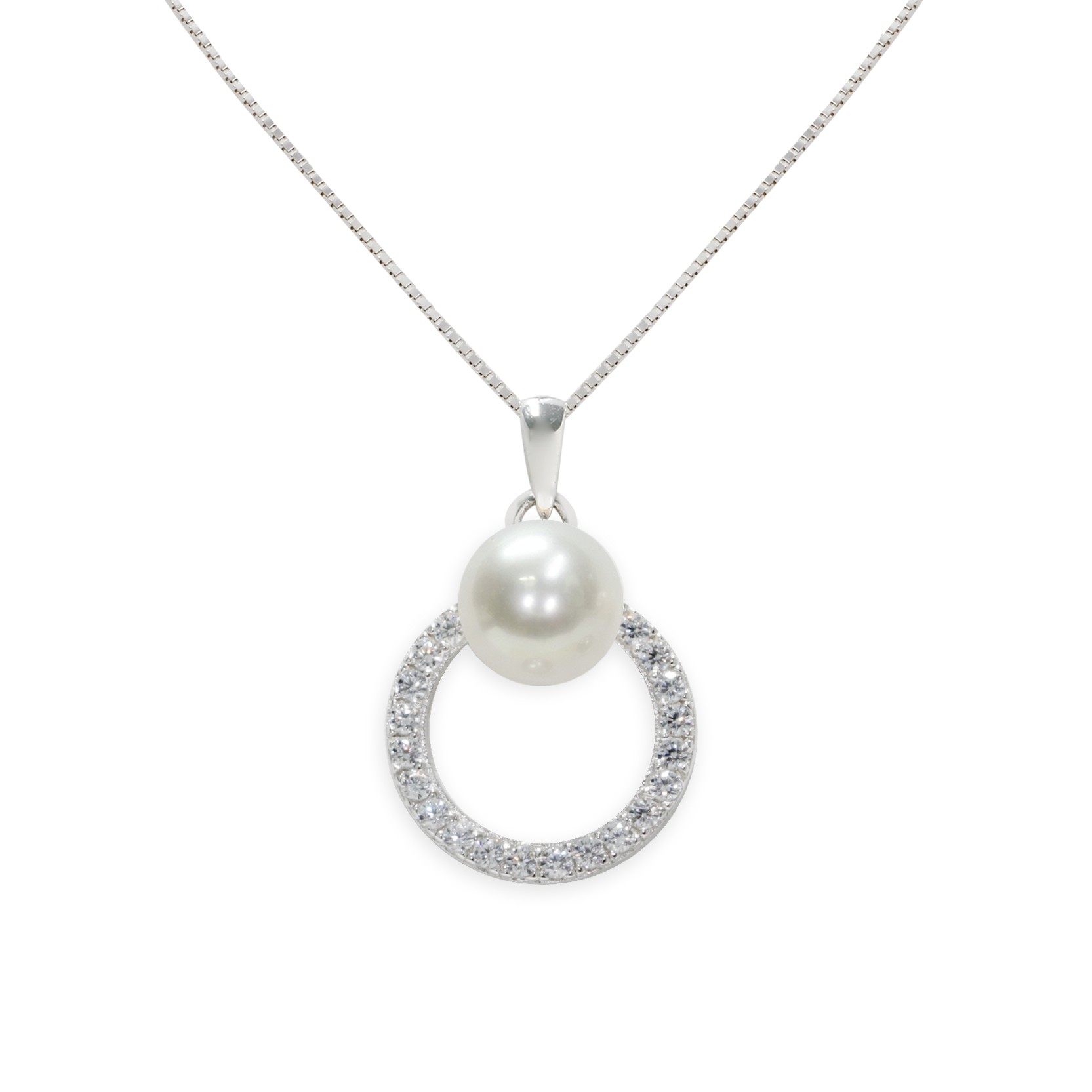 Collana in argento 925 con zirconi e perla - MAYUMI