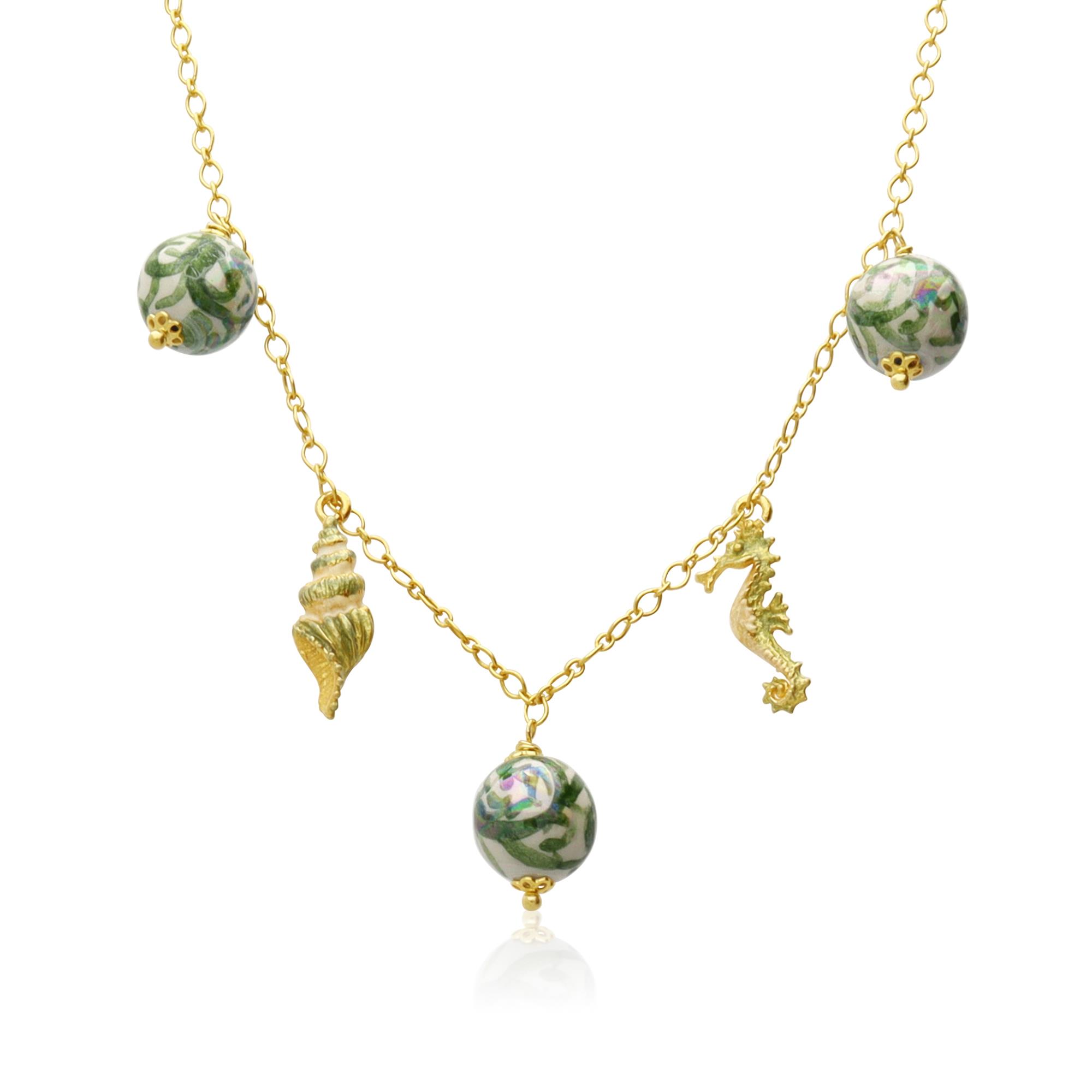 Necklace in silver and ceramic Nahla - LE PERLE DI CALTAGIRONE