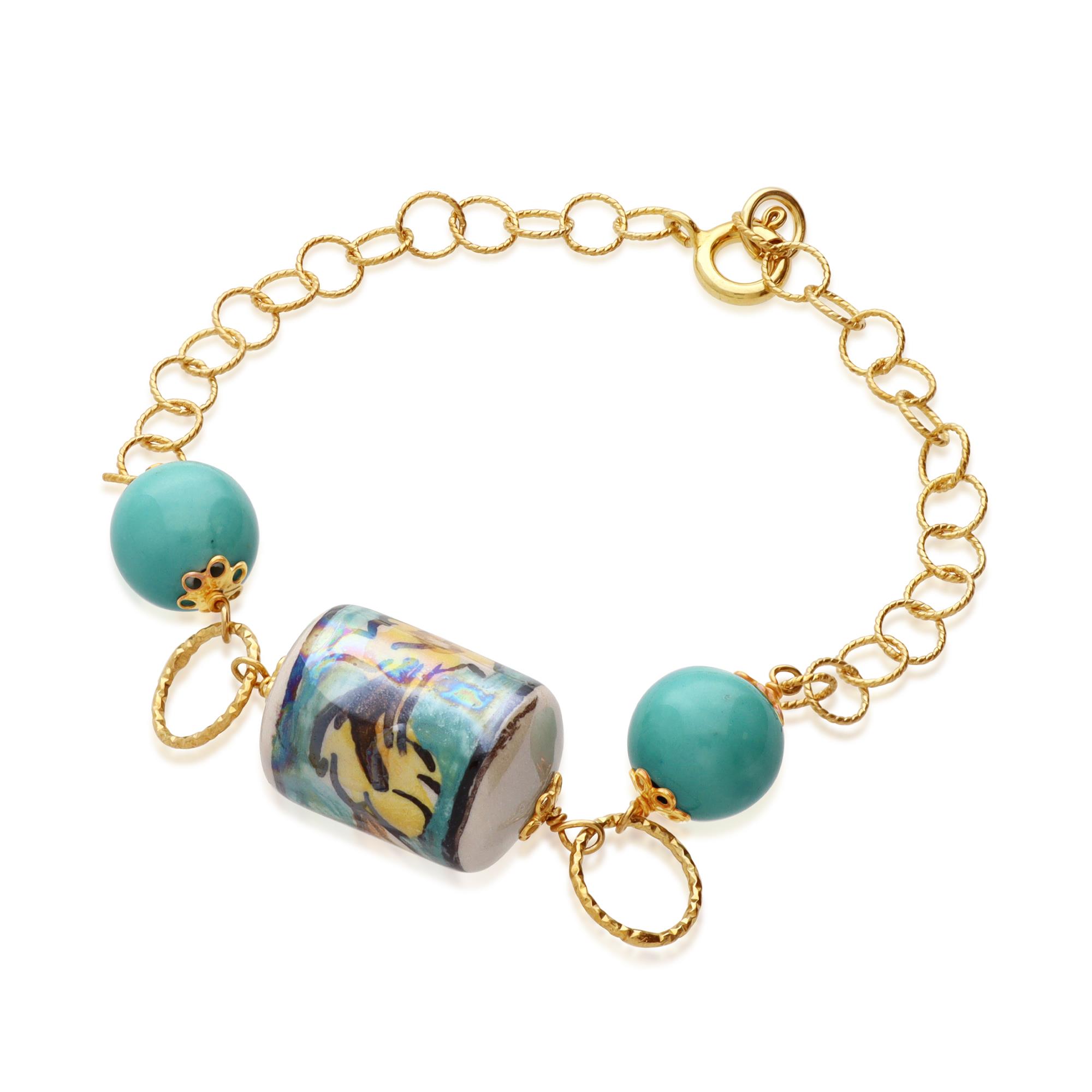 Bracelet in silver and ceramic Raya SA - LE PERLE DI CALTAGIRONE