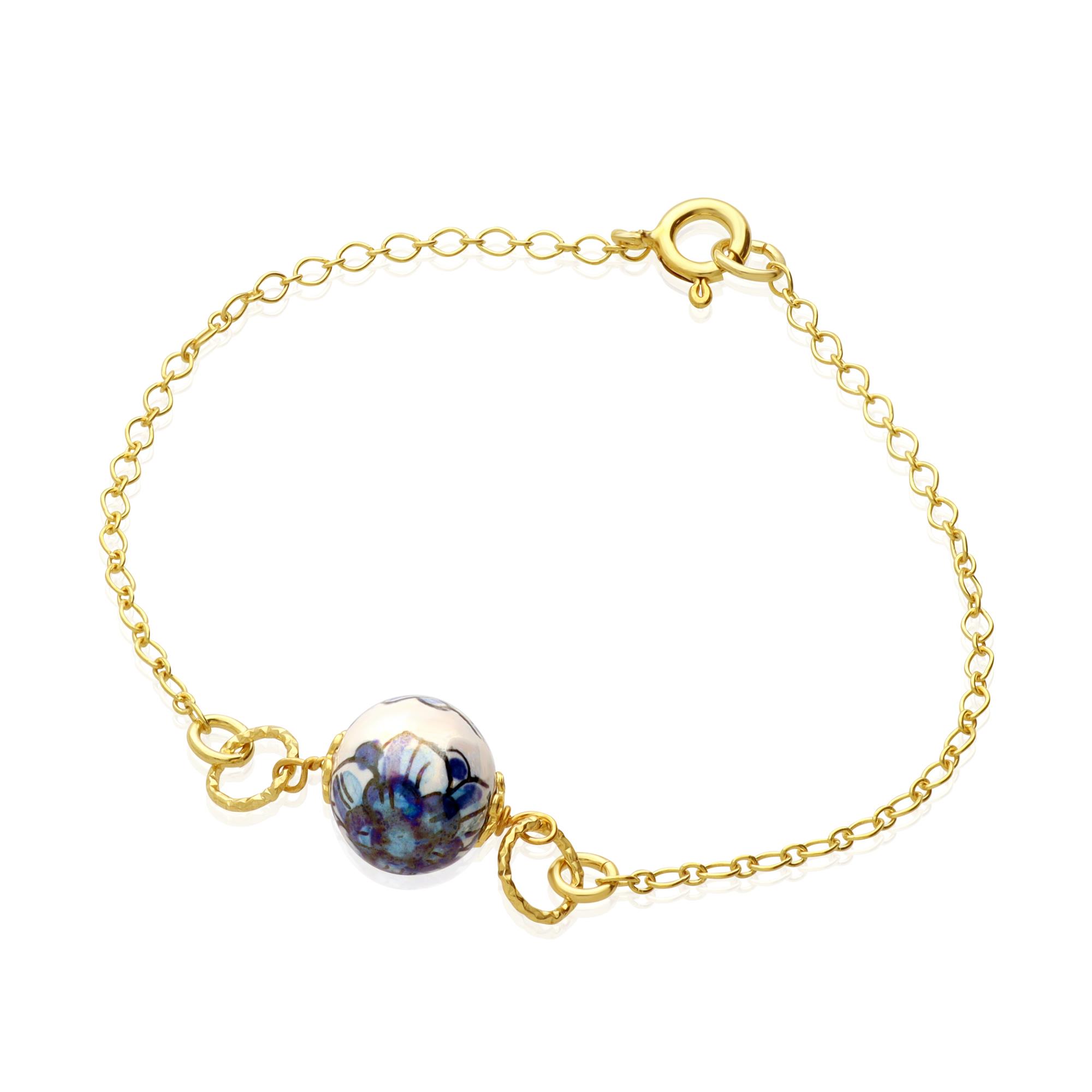 Bracelet in silver and ceramic Iris - LE PERLE DI CALTAGIRONE