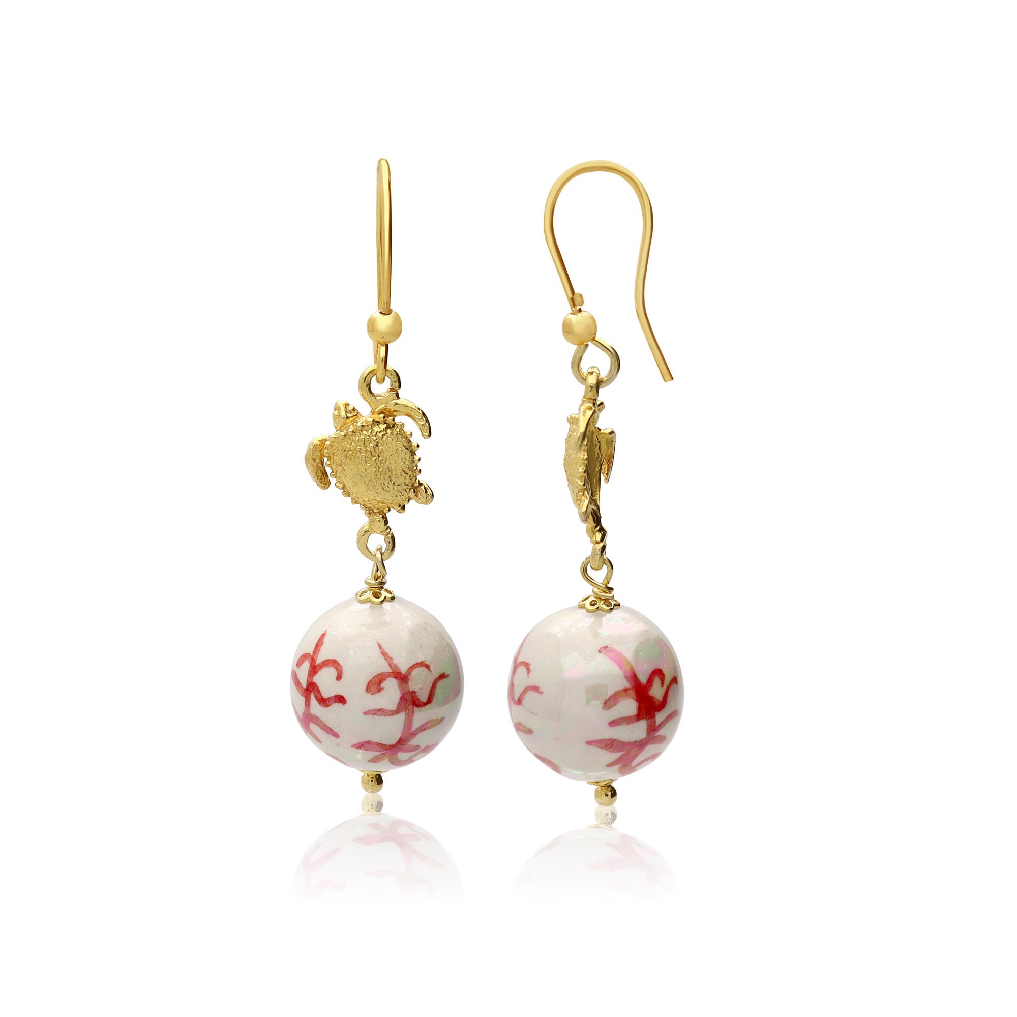 Earrings in silver and ceramic Nahla Turtle - LE PERLE DI CALTAGIRONE