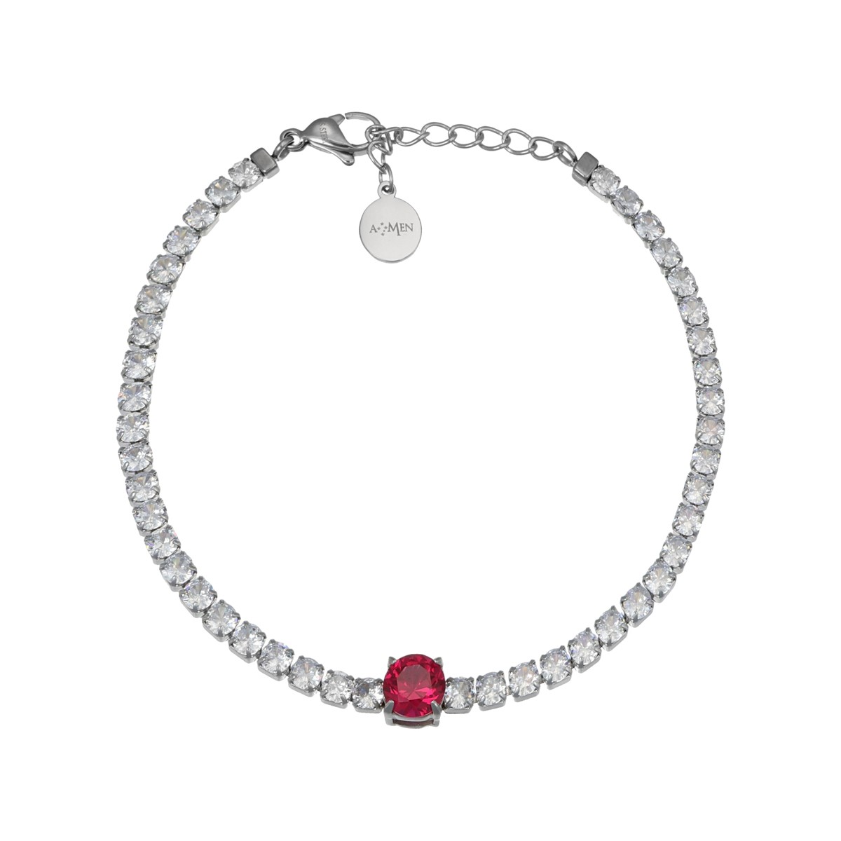 Bracciale in acciaio con zirconi - AMEN