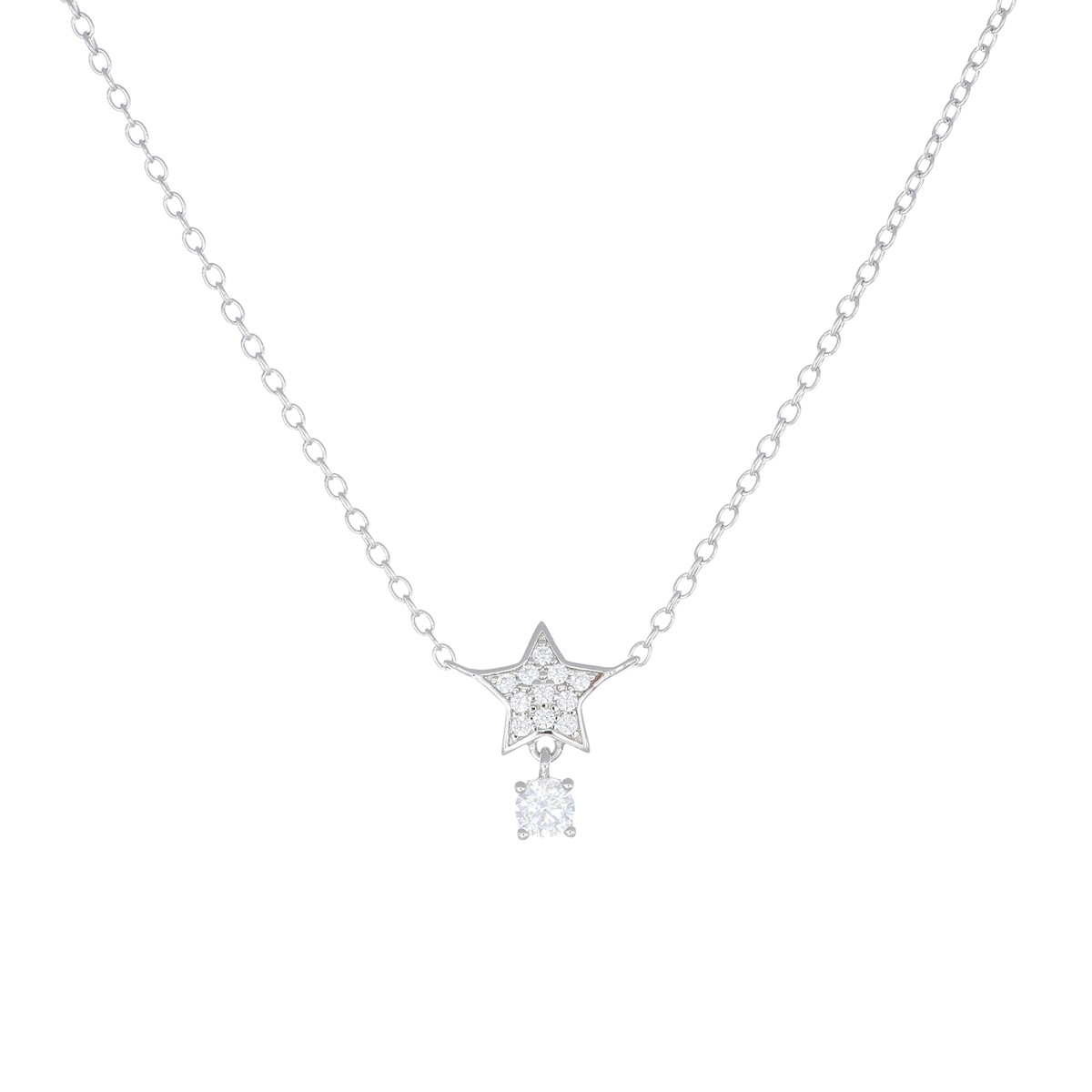 Collana da donna in argento 925 rodiato con zirconi bianchi - AMEN