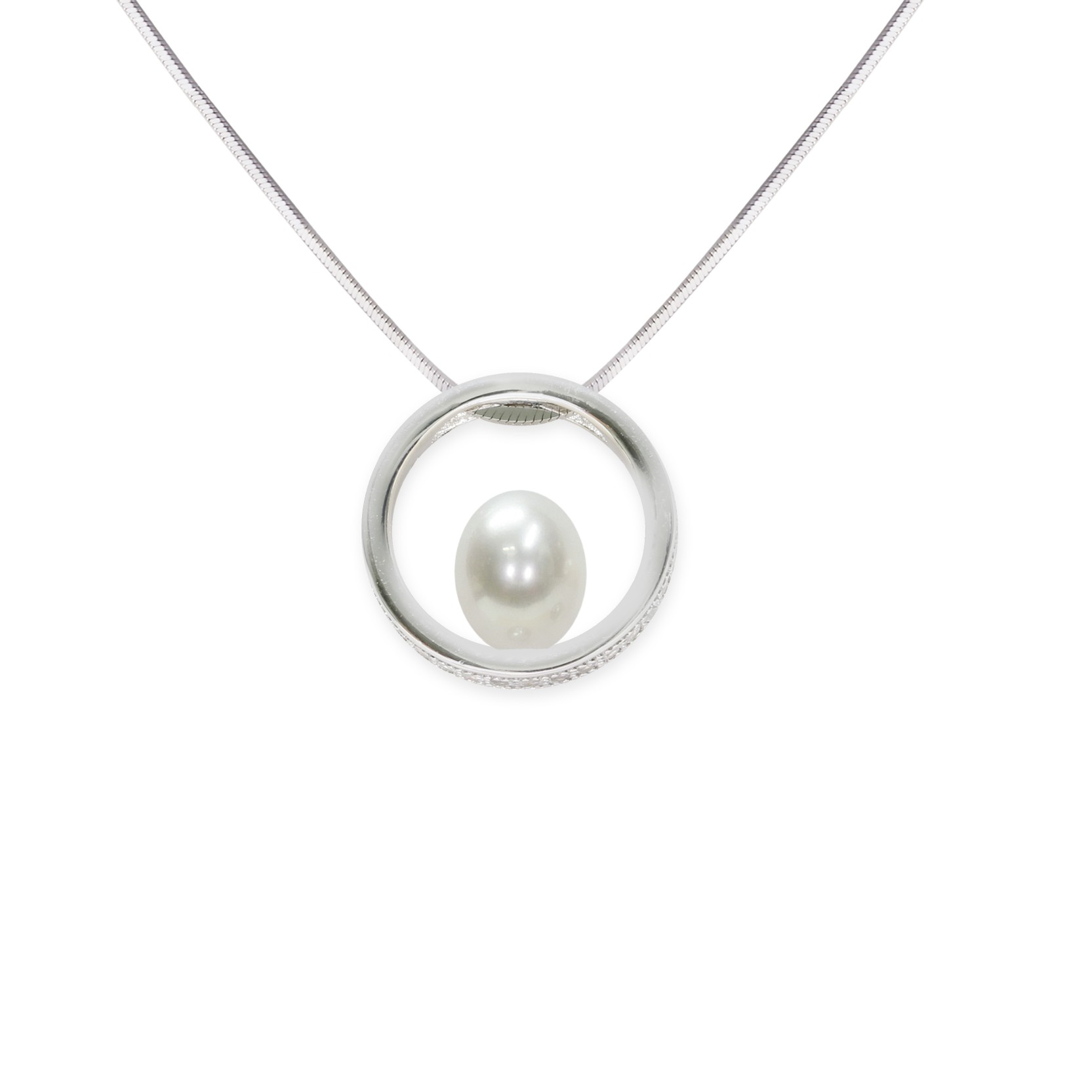 Collana in argento 925 con zirconi e perla - MAYUMI