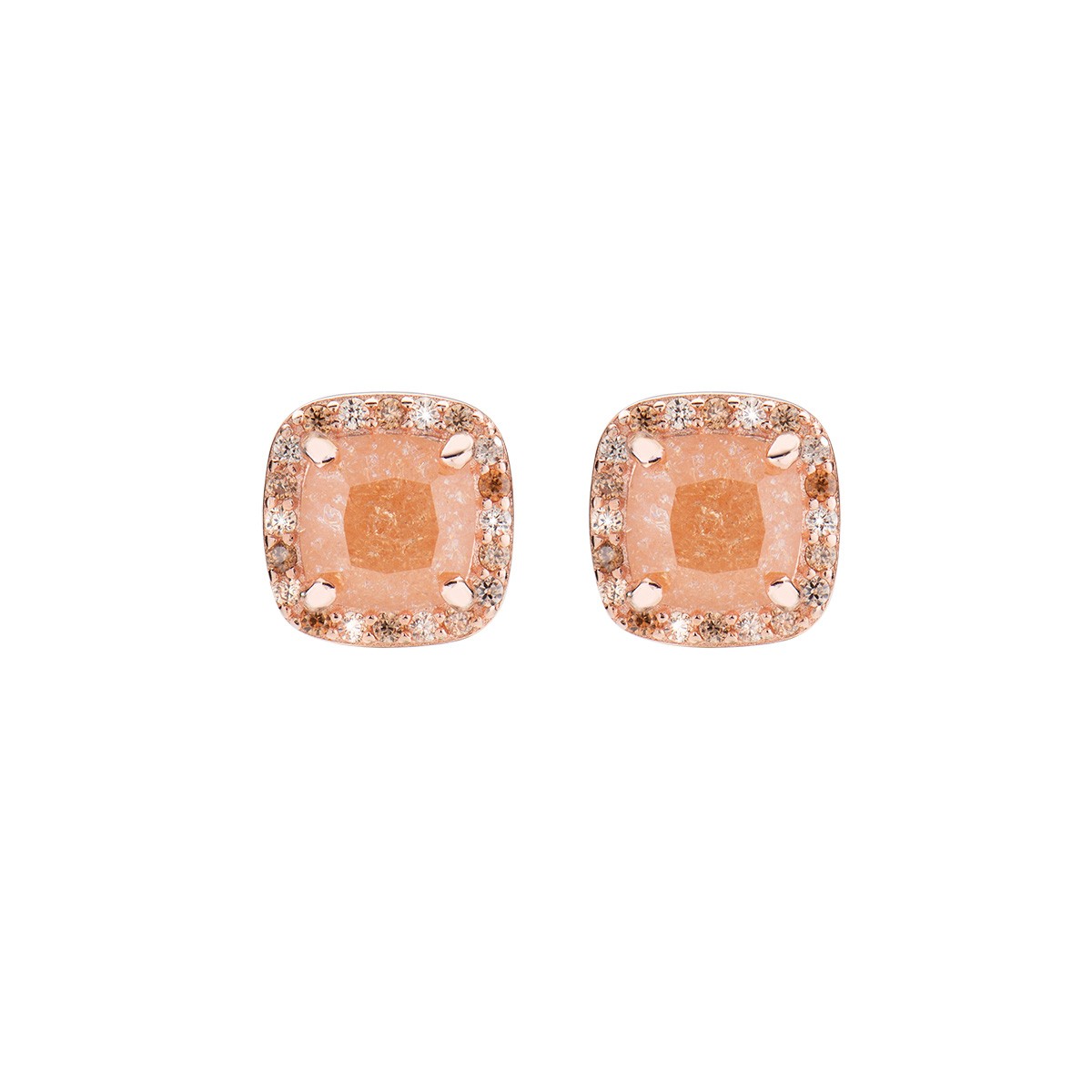 Orecchini da donna in argento 925 rosé con creek stone e zirconi champagne - AMEN
