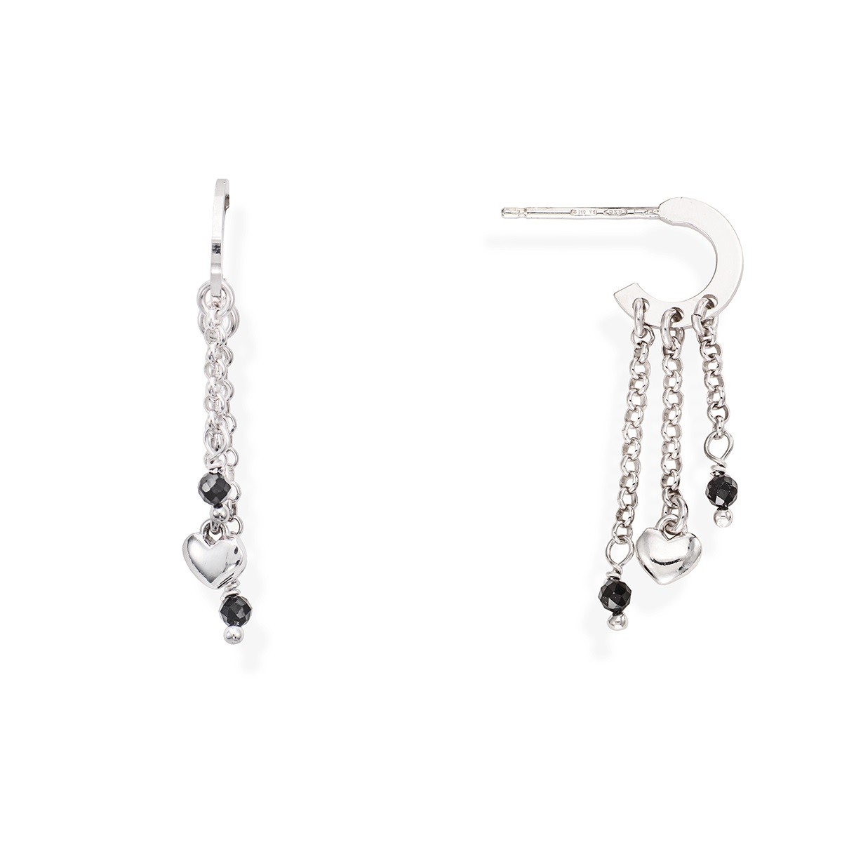 Orecchini in argento 925 con cristalli neri - AMEN