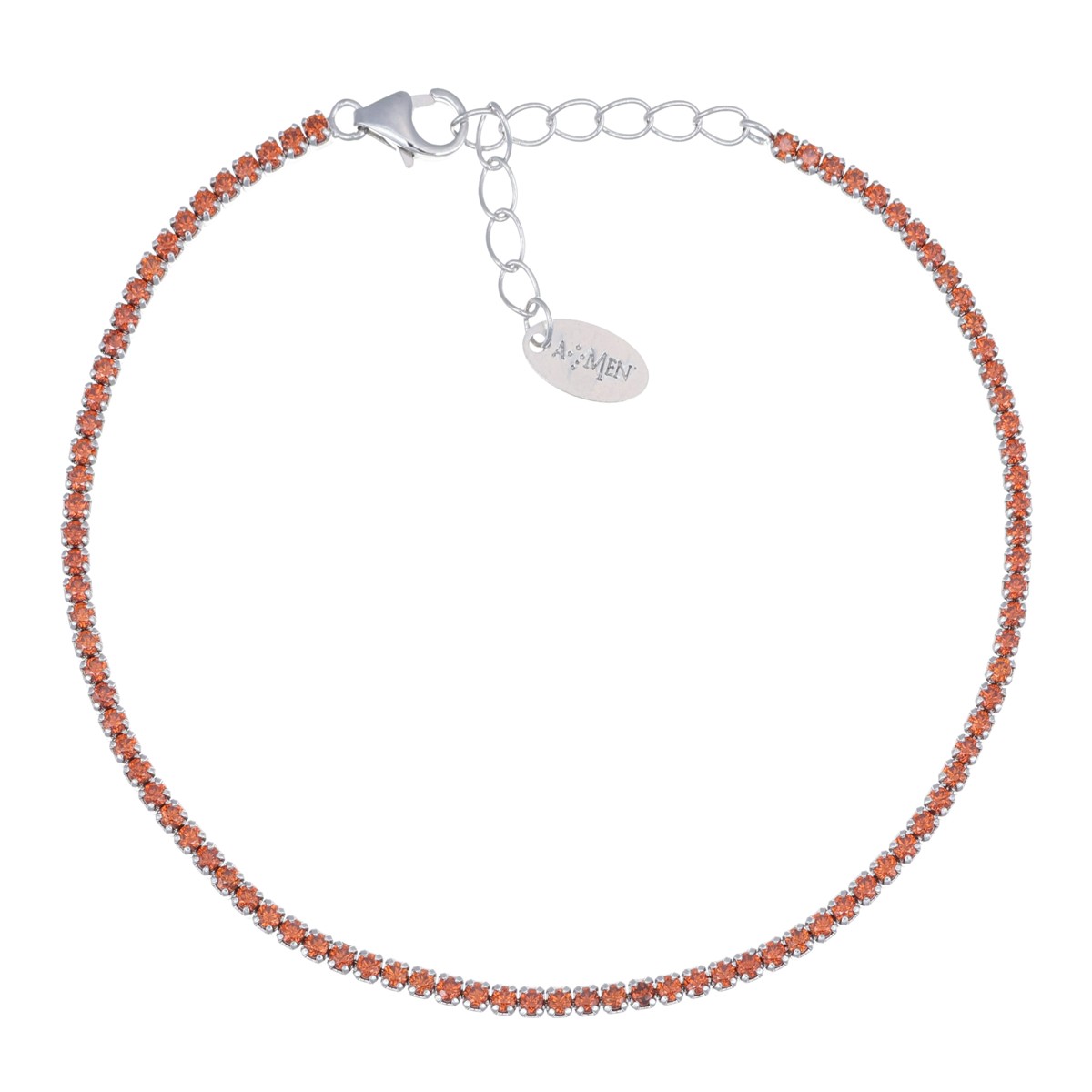 Bracciale unisex in argento 925 rodiato con zirconi arancioni - AMEN