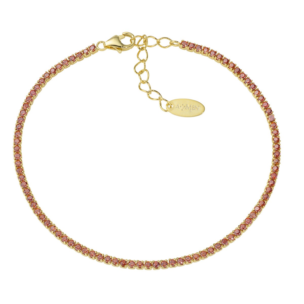 Bracciale unisex in argento 925 oro con zirconi arancioni - AMEN