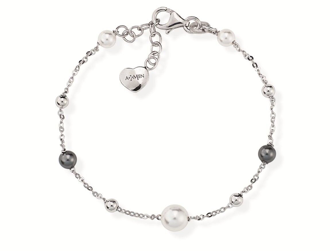 Bracciale in argento 925 con e perle di cristallo - AMEN