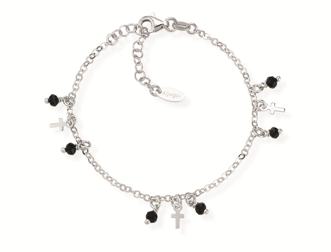 Bracciale in argento 925 con cristalli neri - AMEN