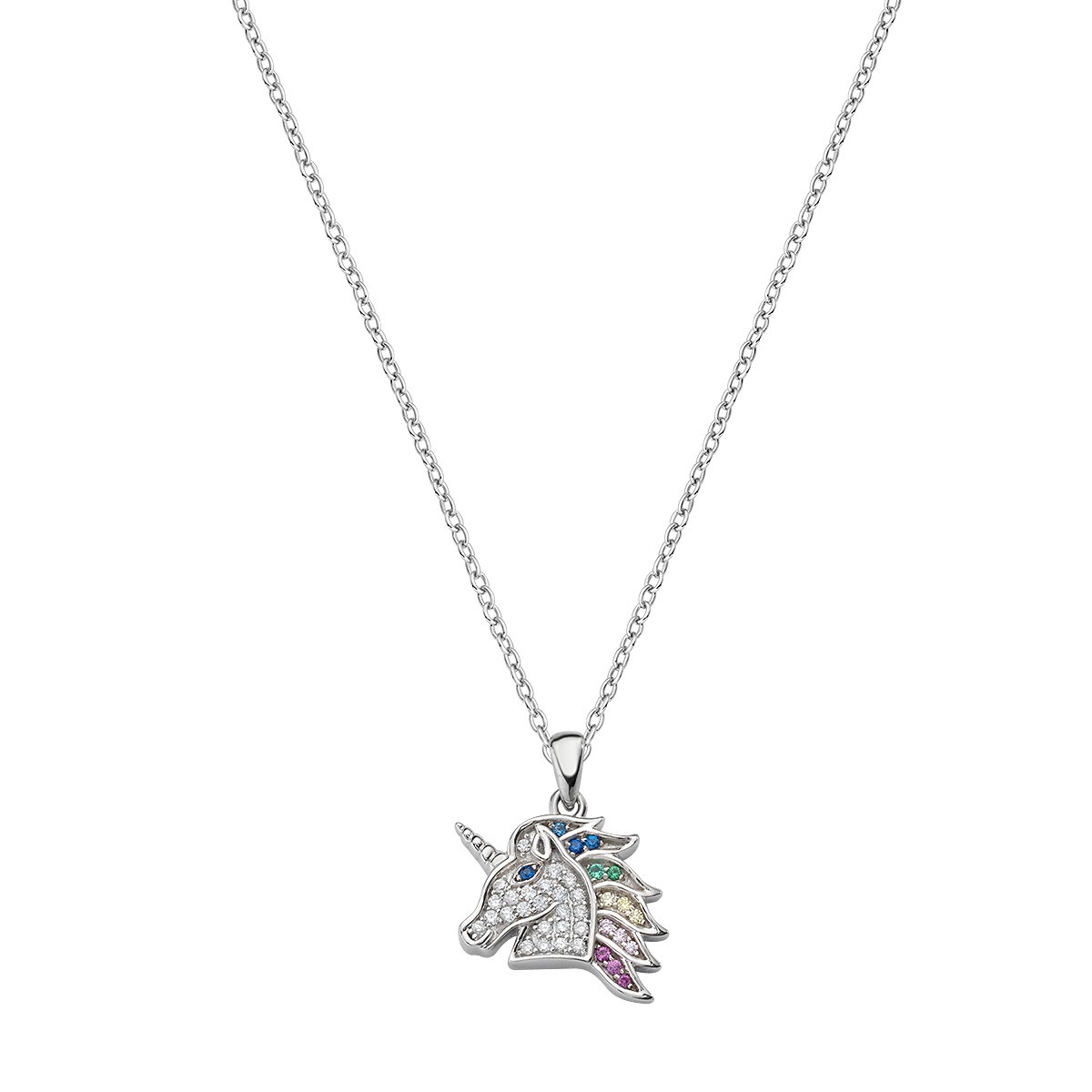 Collana da donna in argento 925 rodiato con zirconi multicolor - AMEN