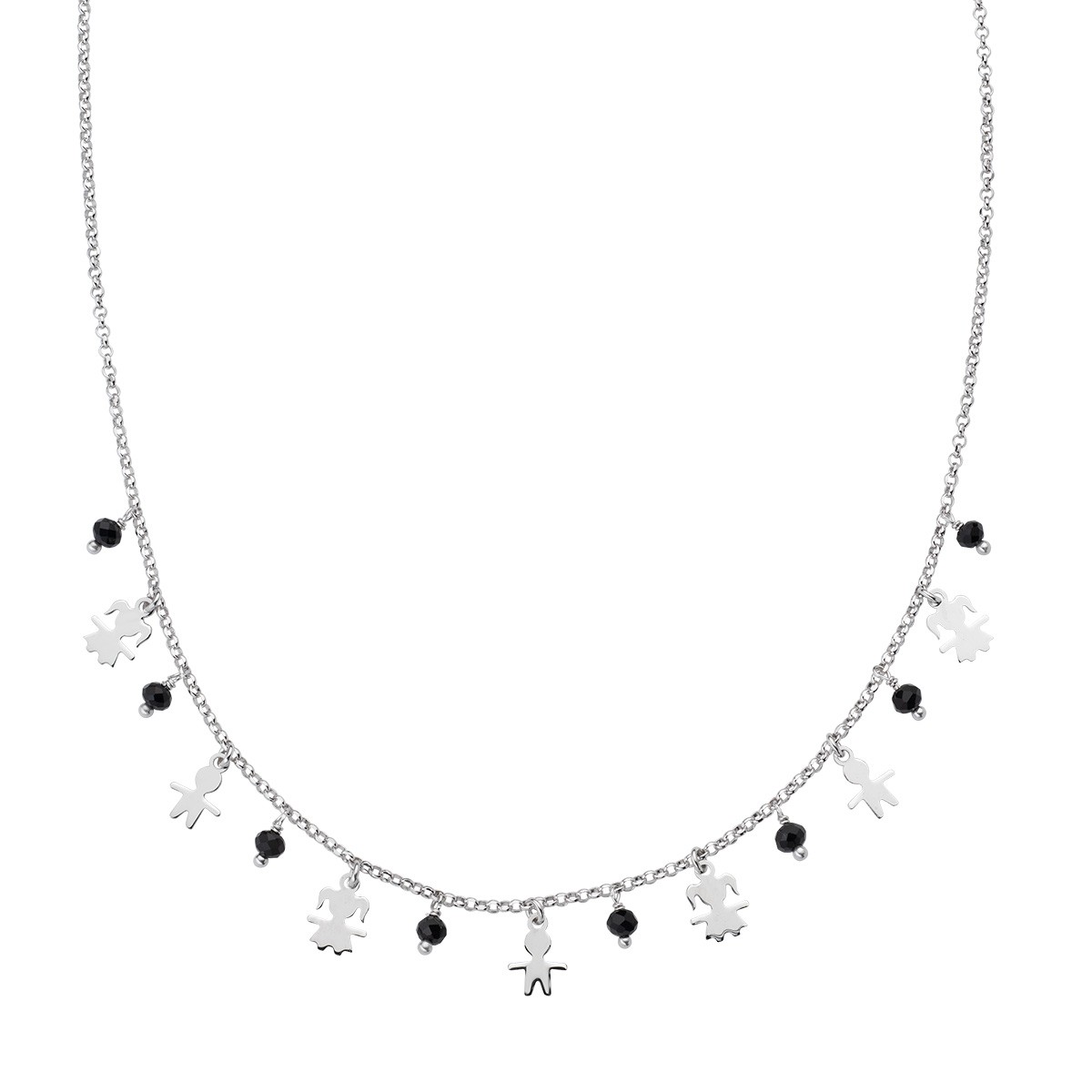 Collana da donna in argento 925 rodiato con cristalli neri - AMEN