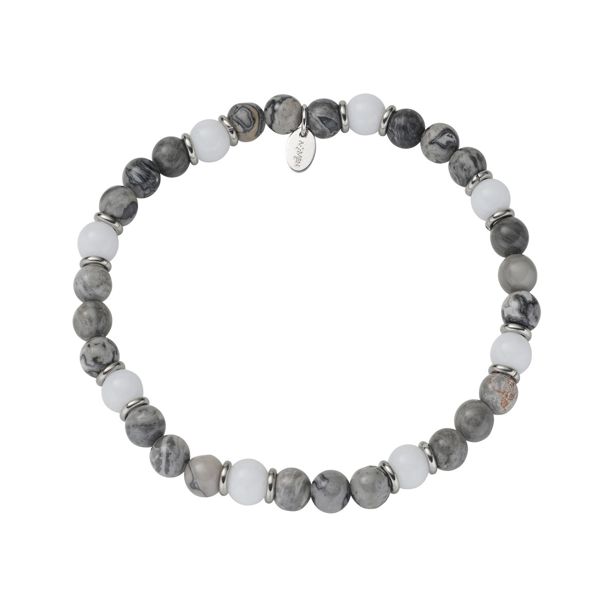 Bracciale in acciaio 316L con agata multicolor - AMEN