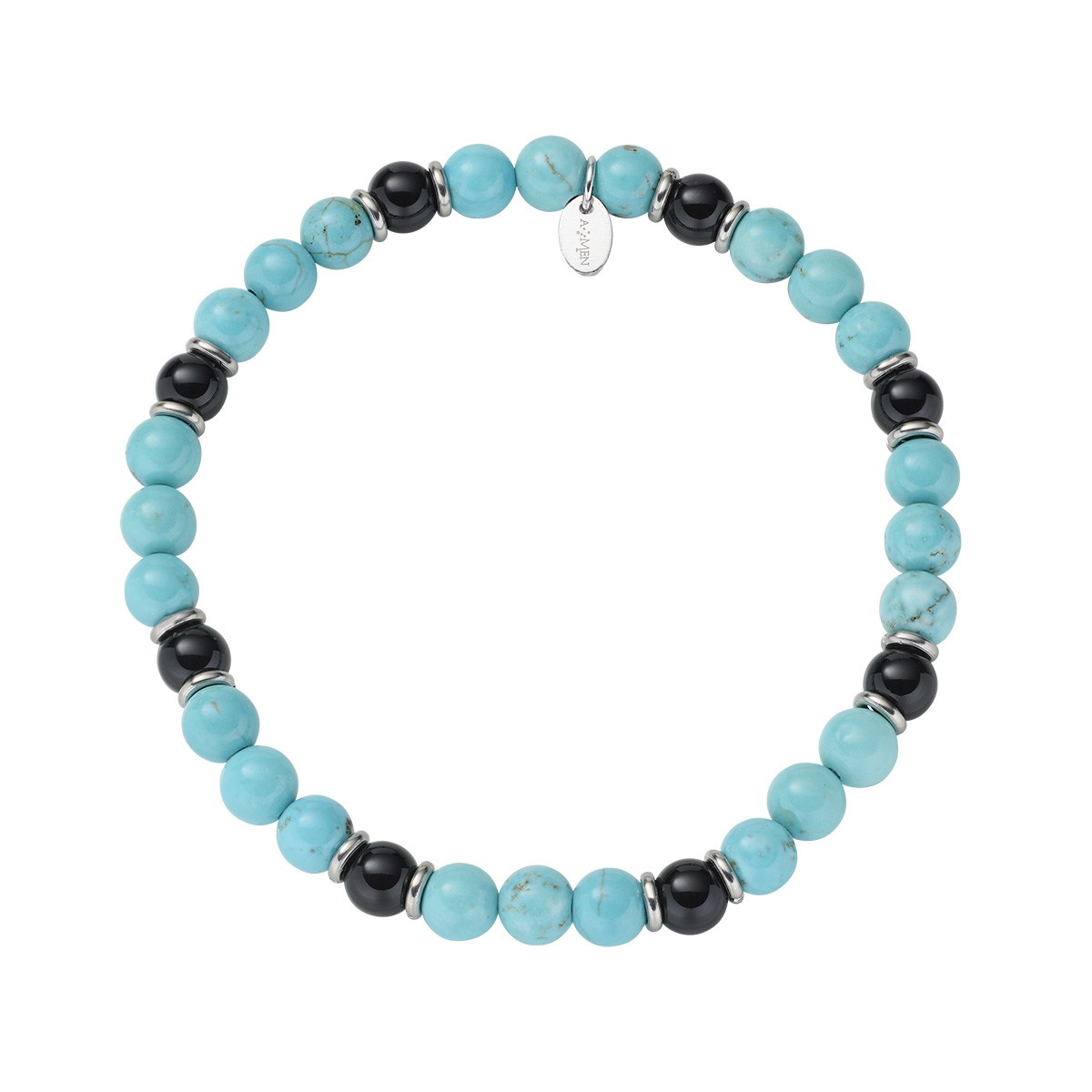 Bracciale in acciaio 316L con agata multicolor - AMEN