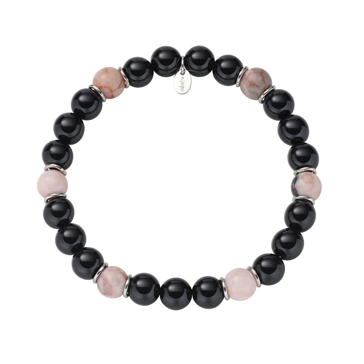 Bracciale in acciaio 316L con agata multicolor - AMEN