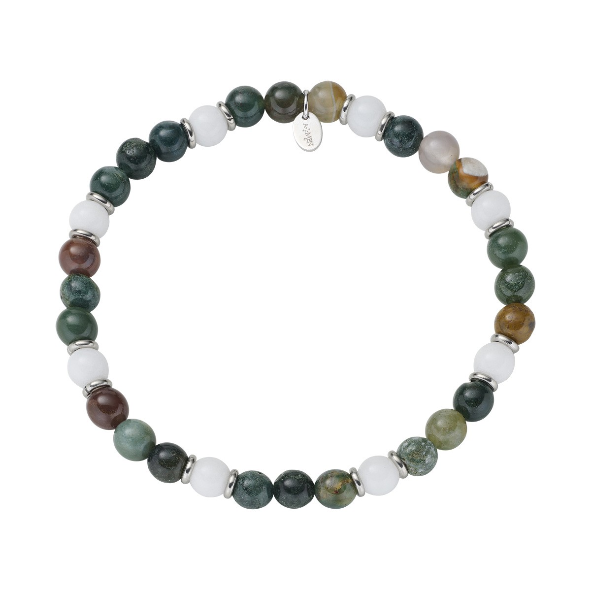 Bracciale in acciaio 316L con agata multicolor - AMEN