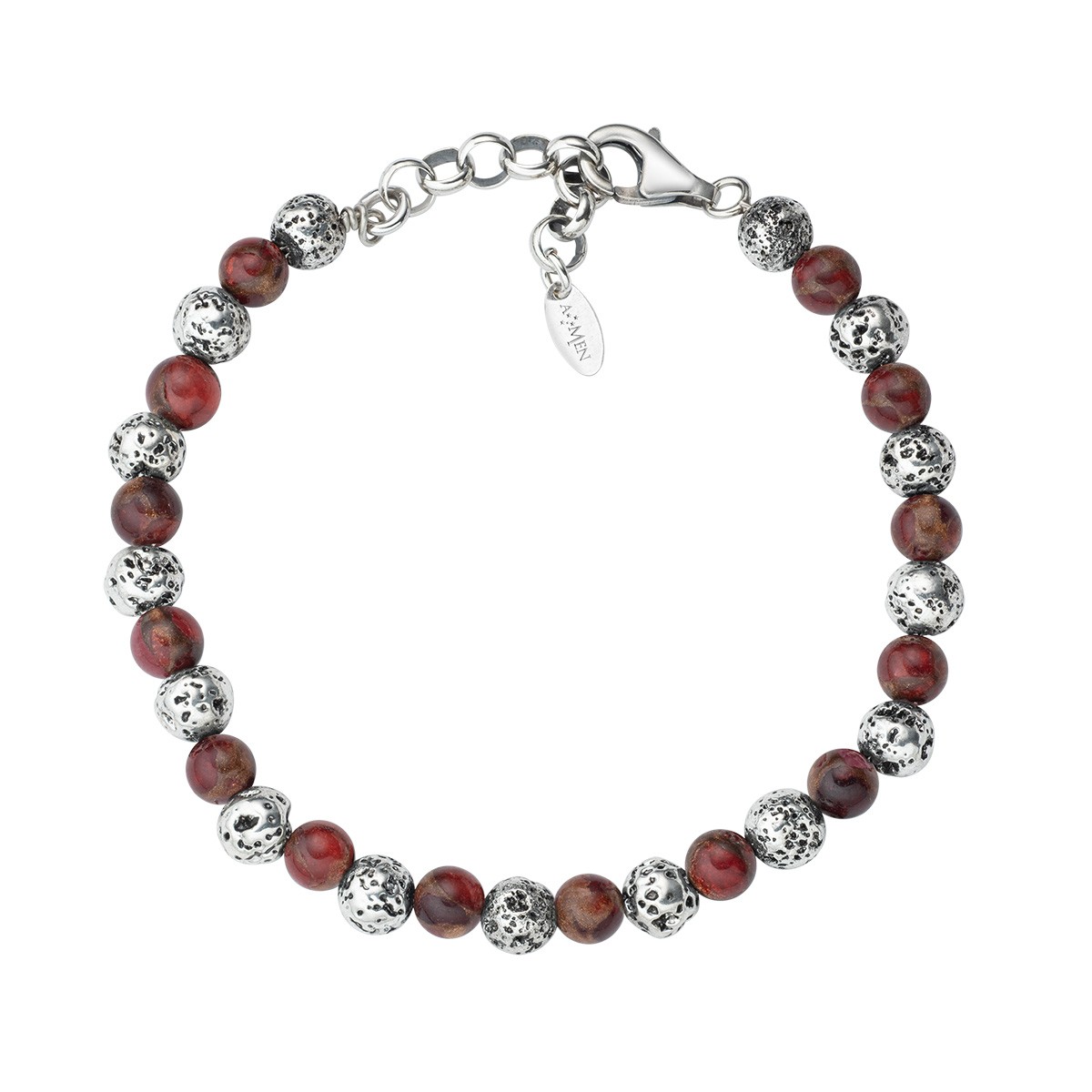 Bracciale in argento 925 con pietra lavica, occhio di tigre - AMEN
