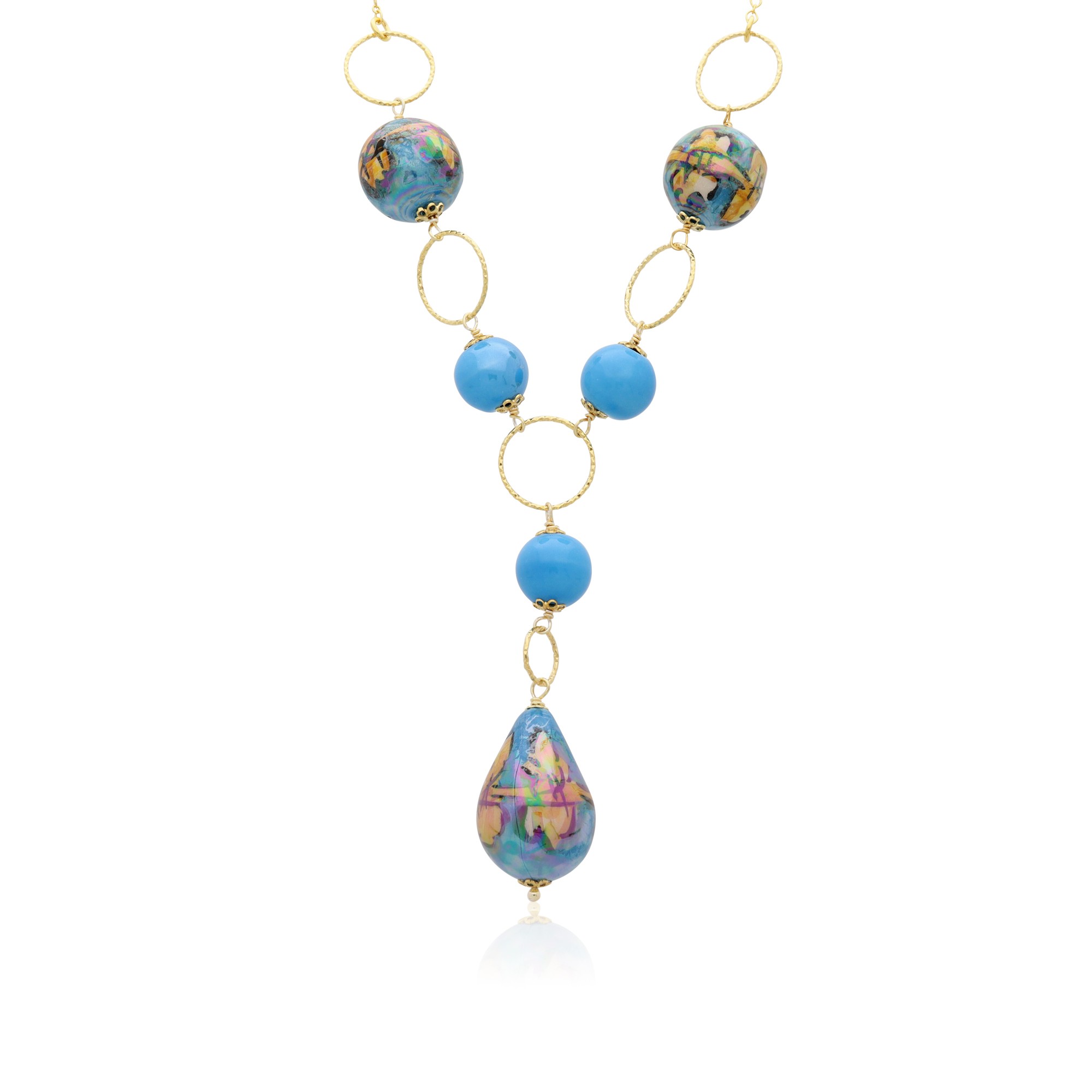 Collana Cleo in argento e ceramica - LE PERLE DI CALTAGIRONE