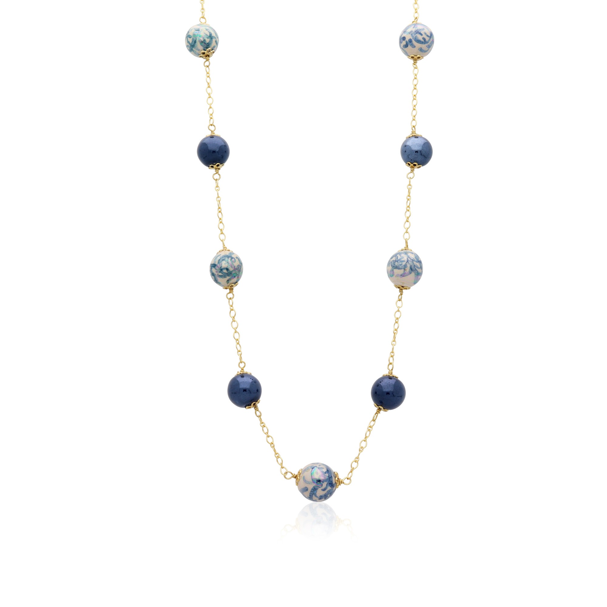 Collana Fedra in argento e ceramica - LE PERLE DI CALTAGIRONE