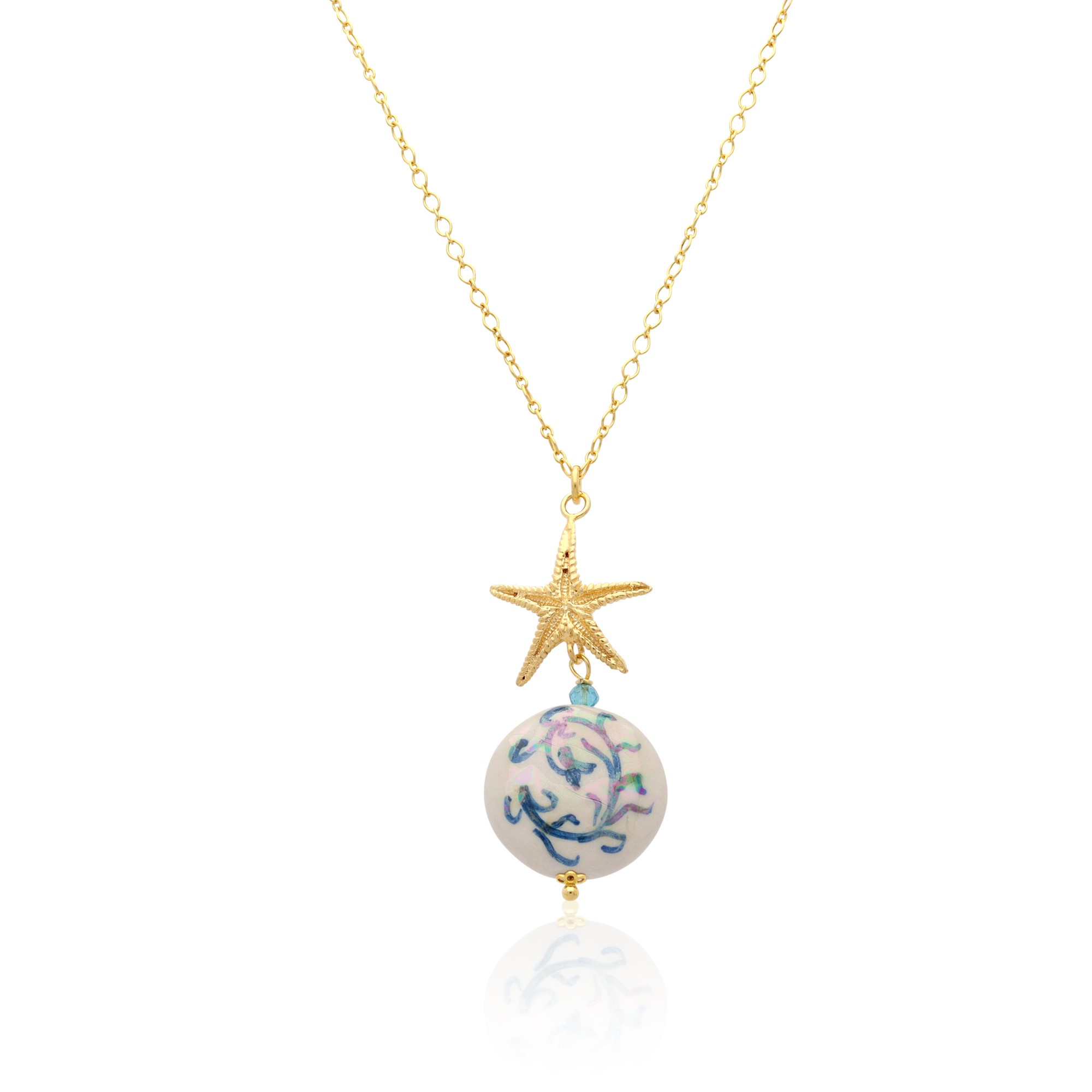 Collana Dalia in argento e ceramica - LE PERLE DI CALTAGIRONE