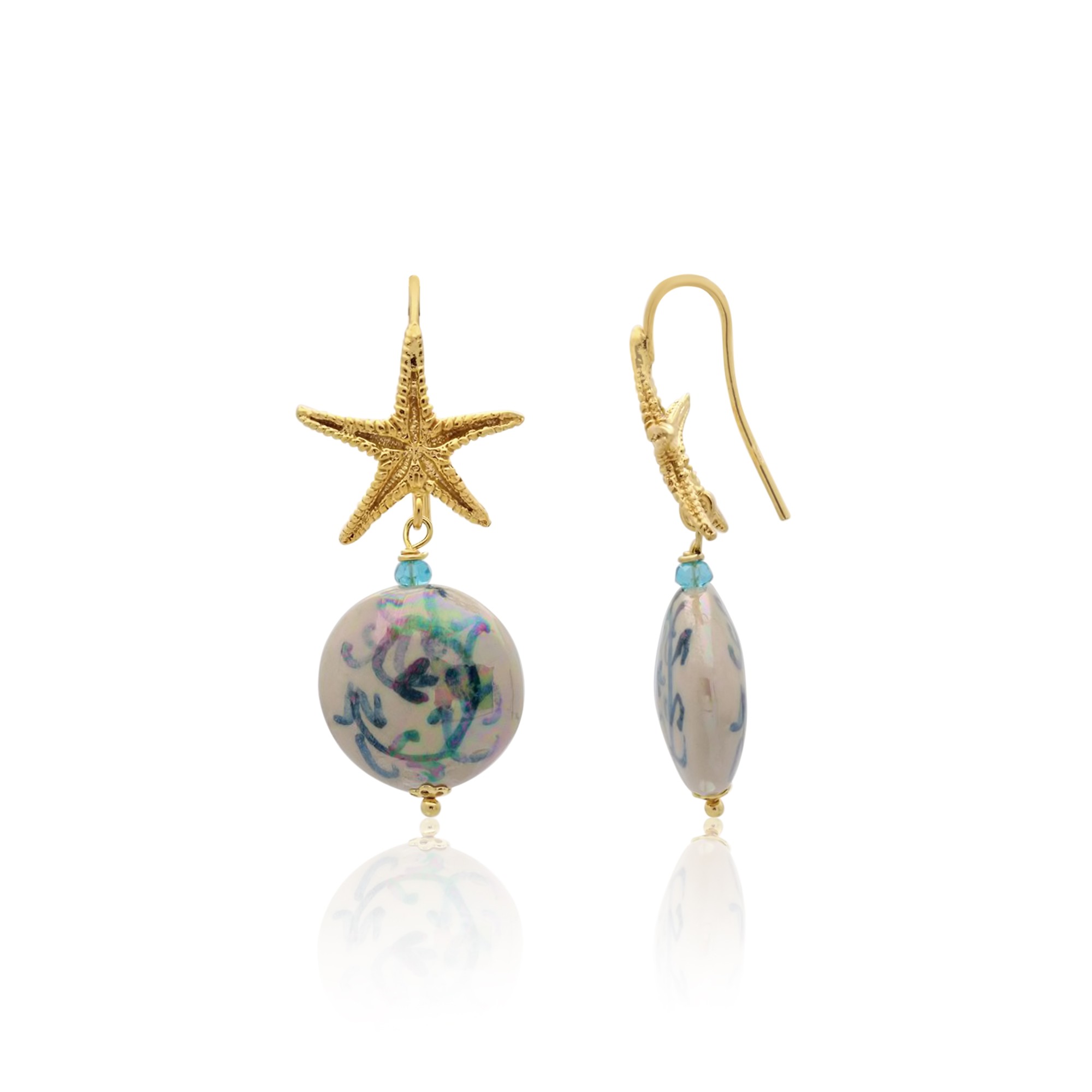 Orecchini Dalia in argento e ceramica - LE PERLE DI CALTAGIRONE