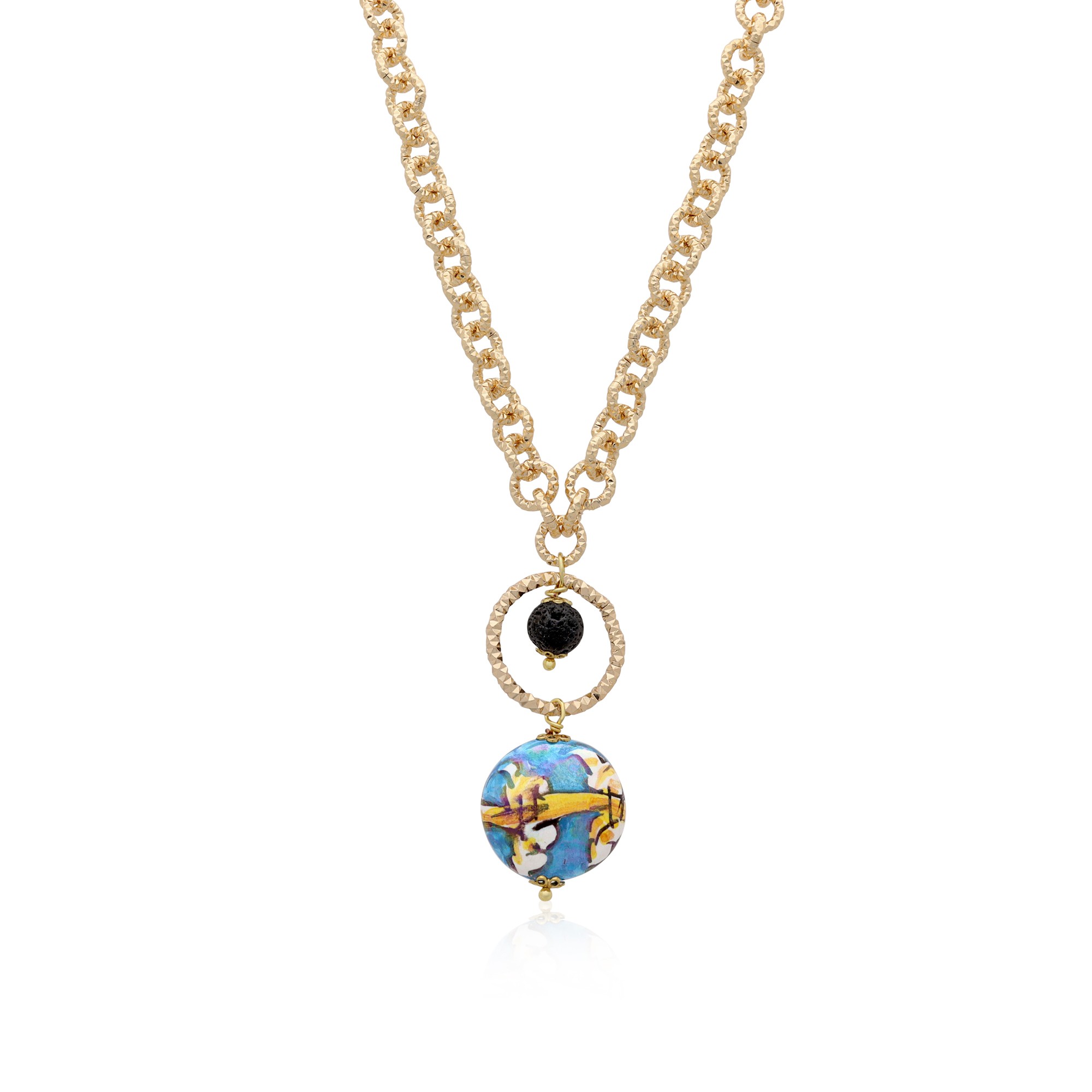 Collana Demetra in ottone e ceramica - LE PERLE DI CALTAGIRONE