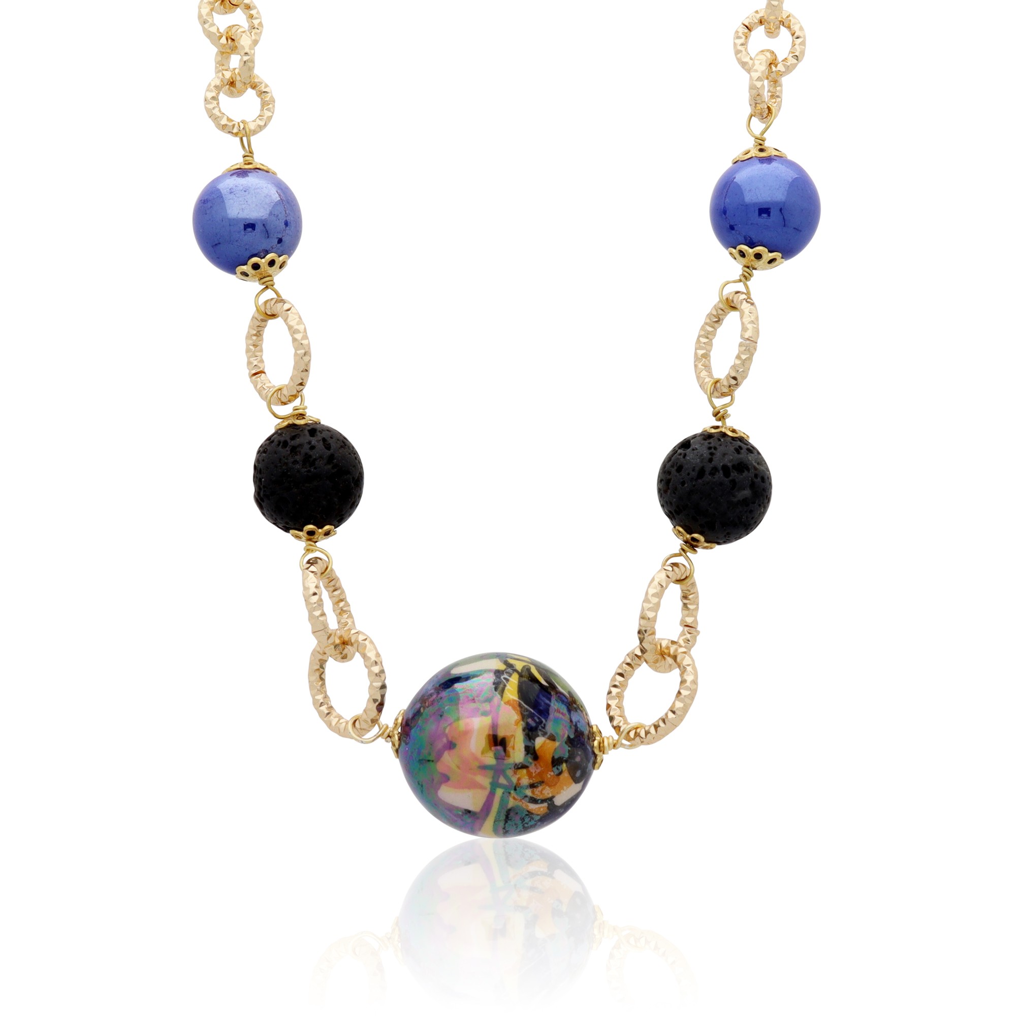 Collana Vesta in ottone e ceramica - LE PERLE DI CALTAGIRONE