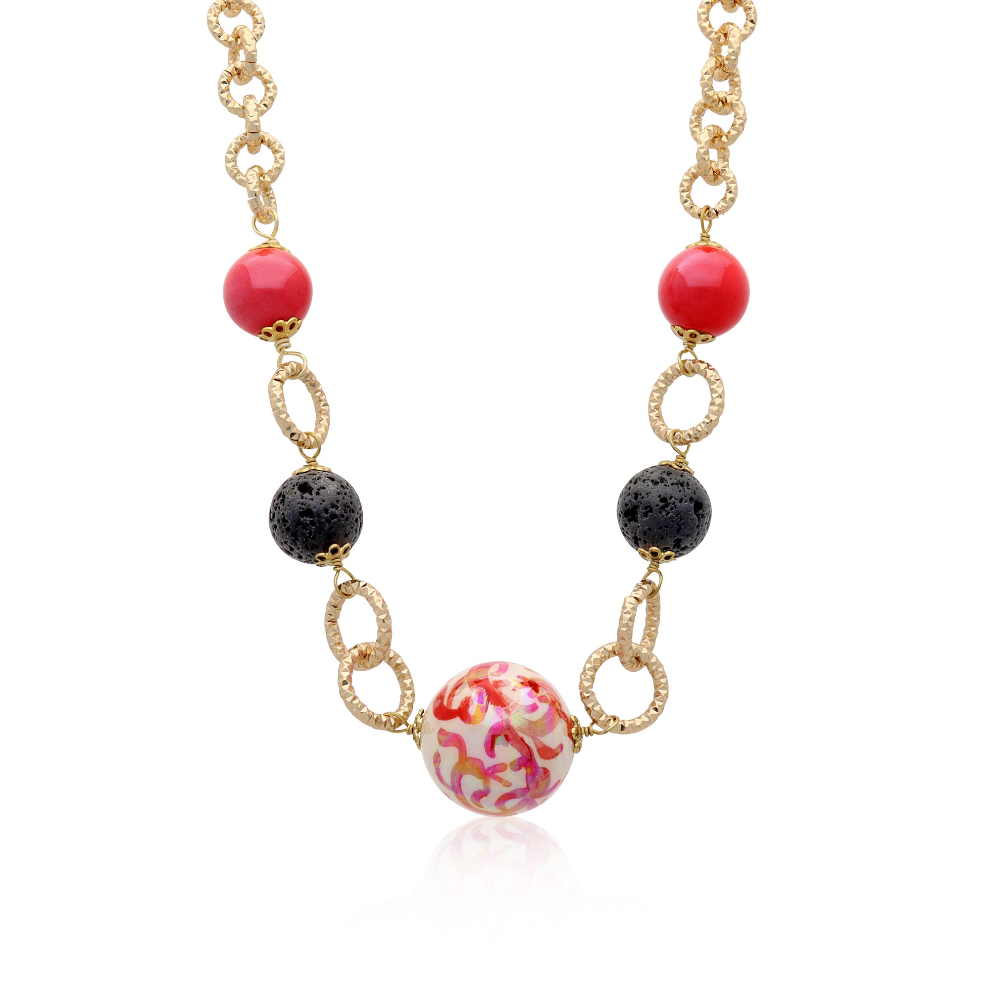 Collana Vesta in ottone e ceramica - LE PERLE DI CALTAGIRONE
