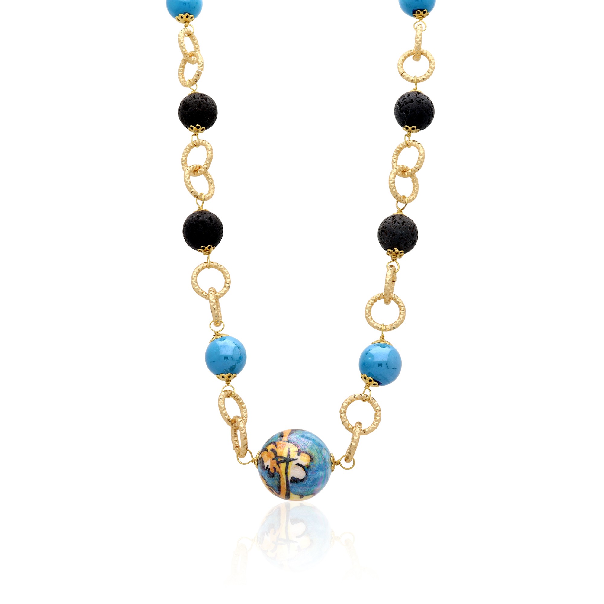 Collana Hera in ottone e ceramica - LE PERLE DI CALTAGIRONE
